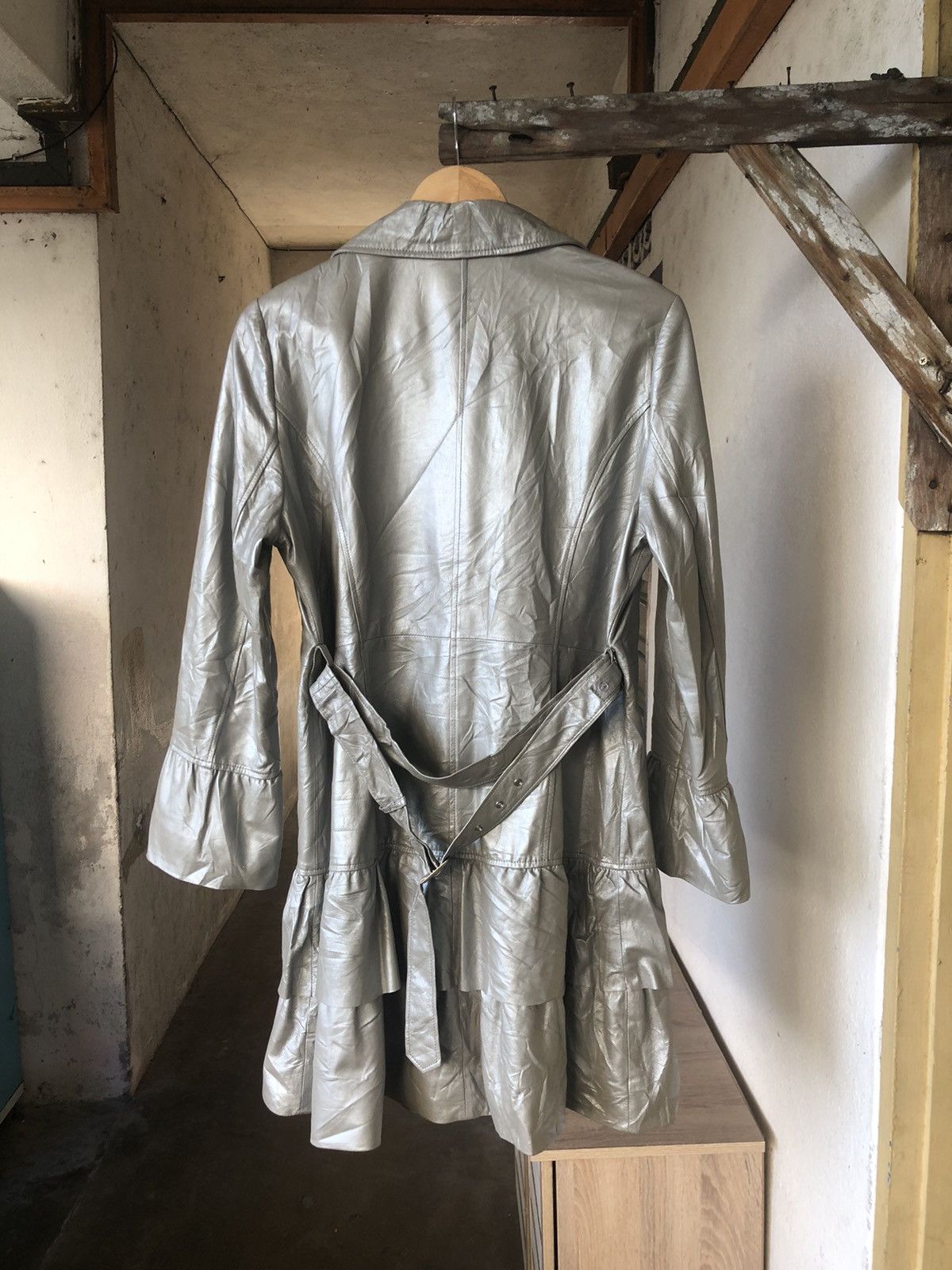 Balmain Vintage Balmain Paris Silver Leather Long Coat Size M / US 6-8 / IT 42-44 - 2 Thumbnail