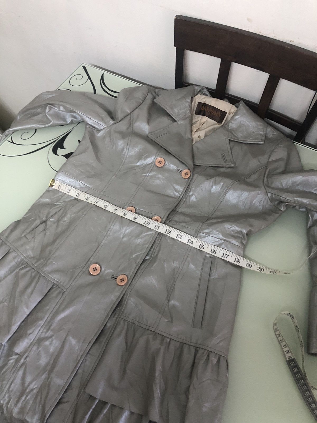 Balmain Vintage Balmain Paris Silver Leather Long Coat Size M / US 6-8 / IT 42-44 - 21 Thumbnail