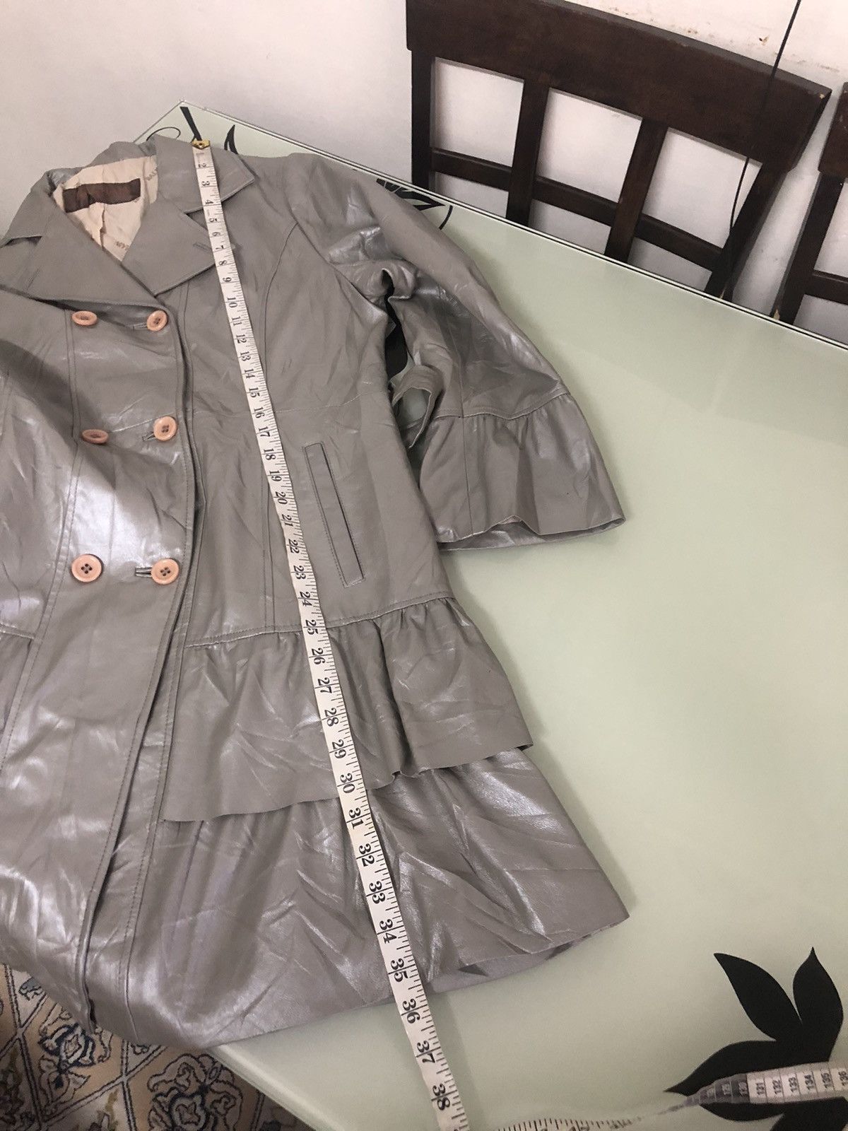 Balmain Vintage Balmain Paris Silver Leather Long Coat Size M / US 6-8 / IT 42-44 - 24 Thumbnail