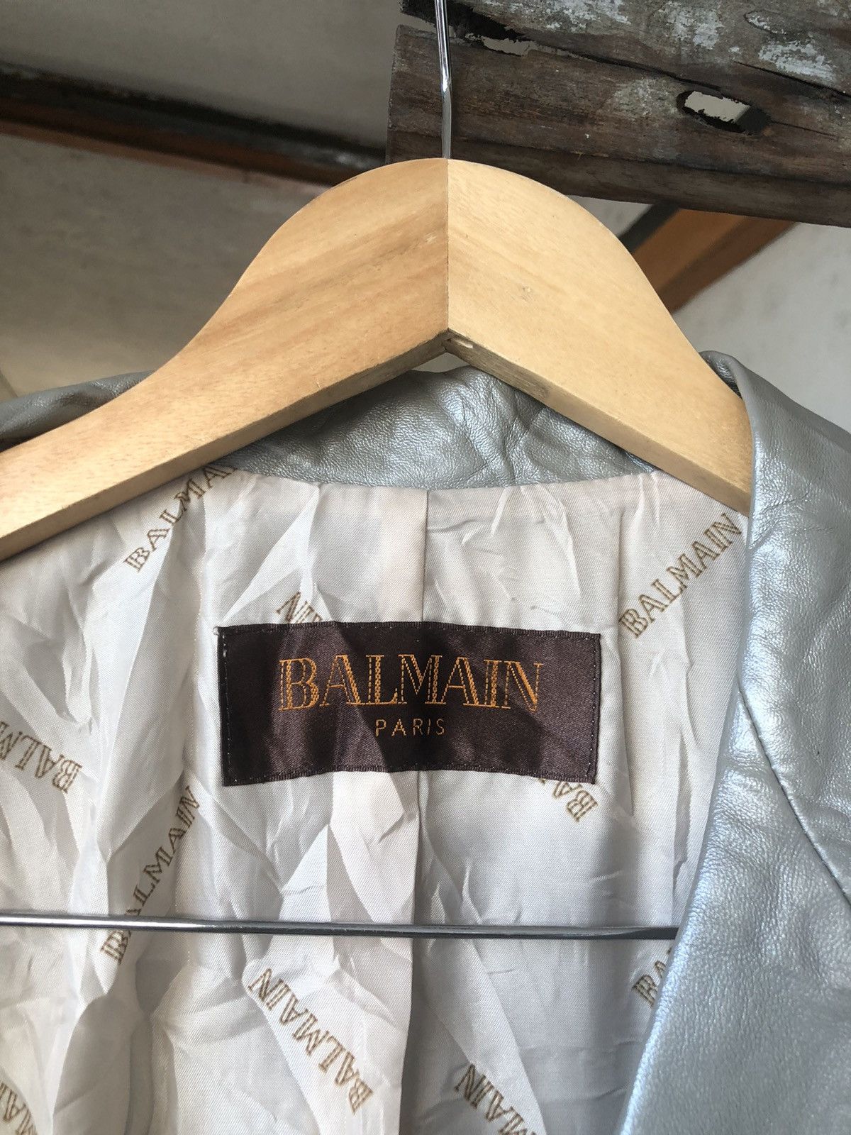 Balmain Vintage Balmain Paris Silver Leather Long Coat Size M / US 6-8 / IT 42-44 - 16 Thumbnail