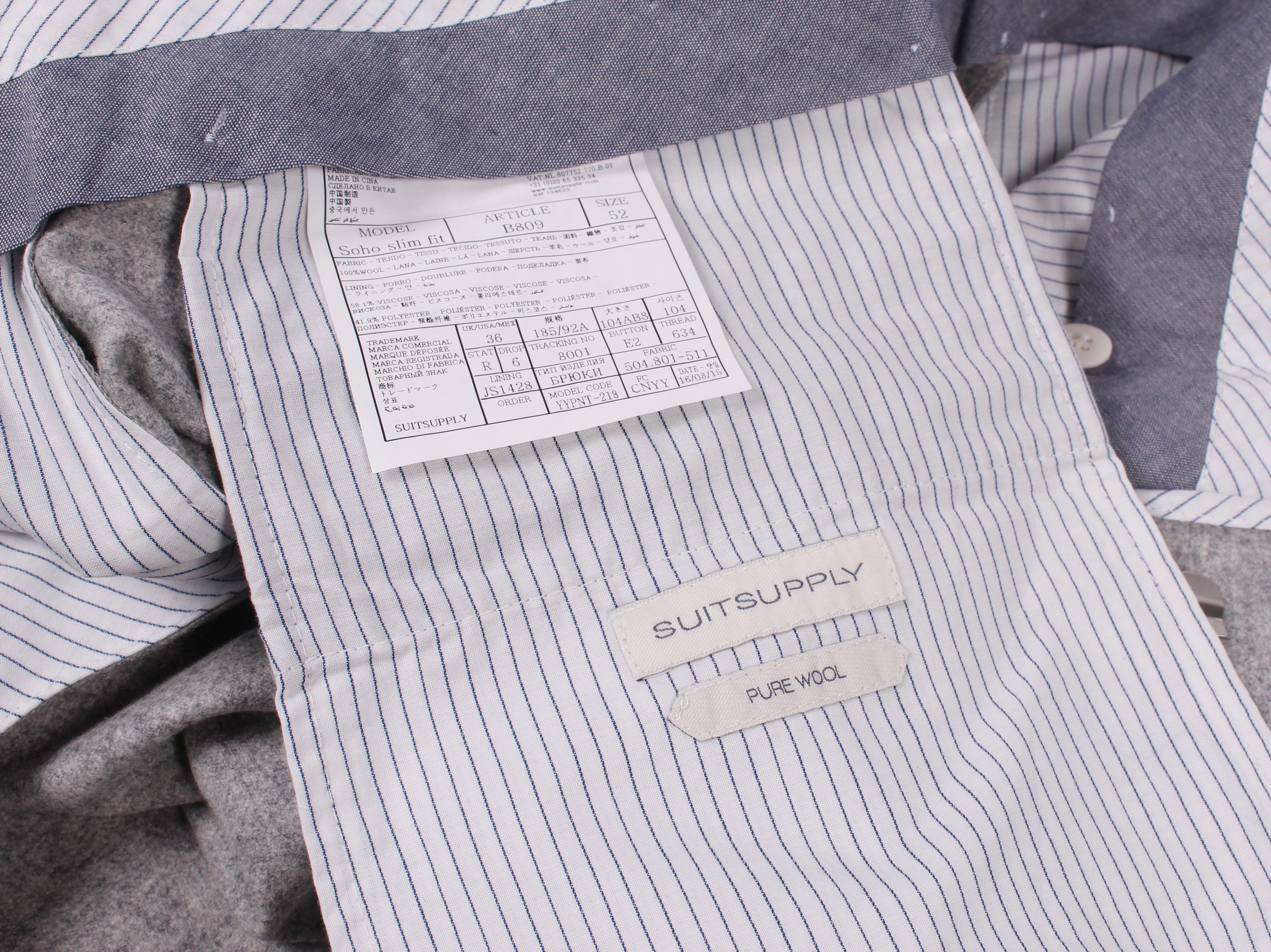 Suitsupply × Vitale Barberis Canonico Suitsupply Wool Soho Slim Pants Trousers Size US 36 / EU 52 - 5 Thumbnail