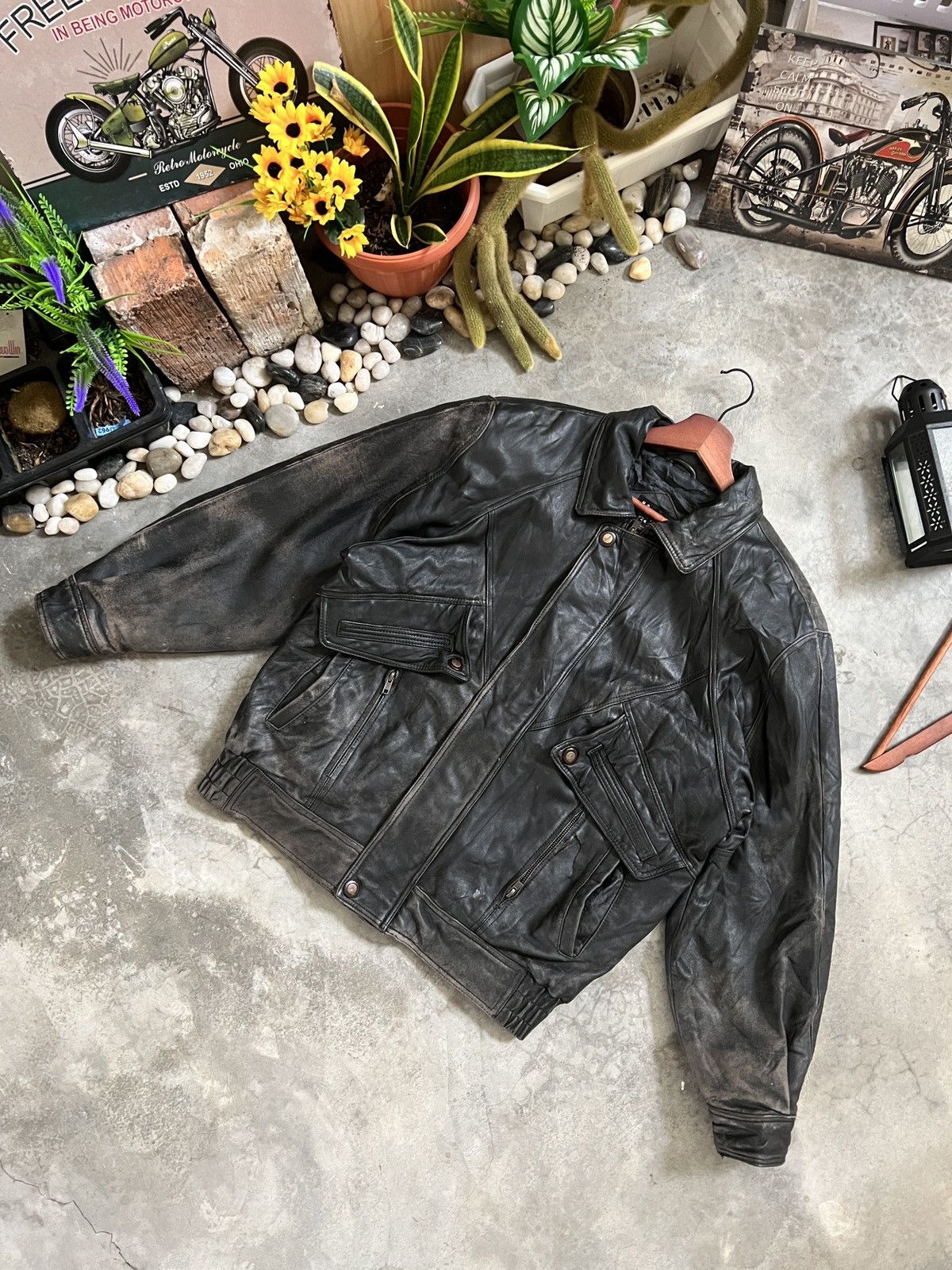 Vintage VTG 🖤 Vintage 90s M.T Legend Airport Style Leather Jacket Size US L / EU 52-54 / 3 - 4 Thumbnail