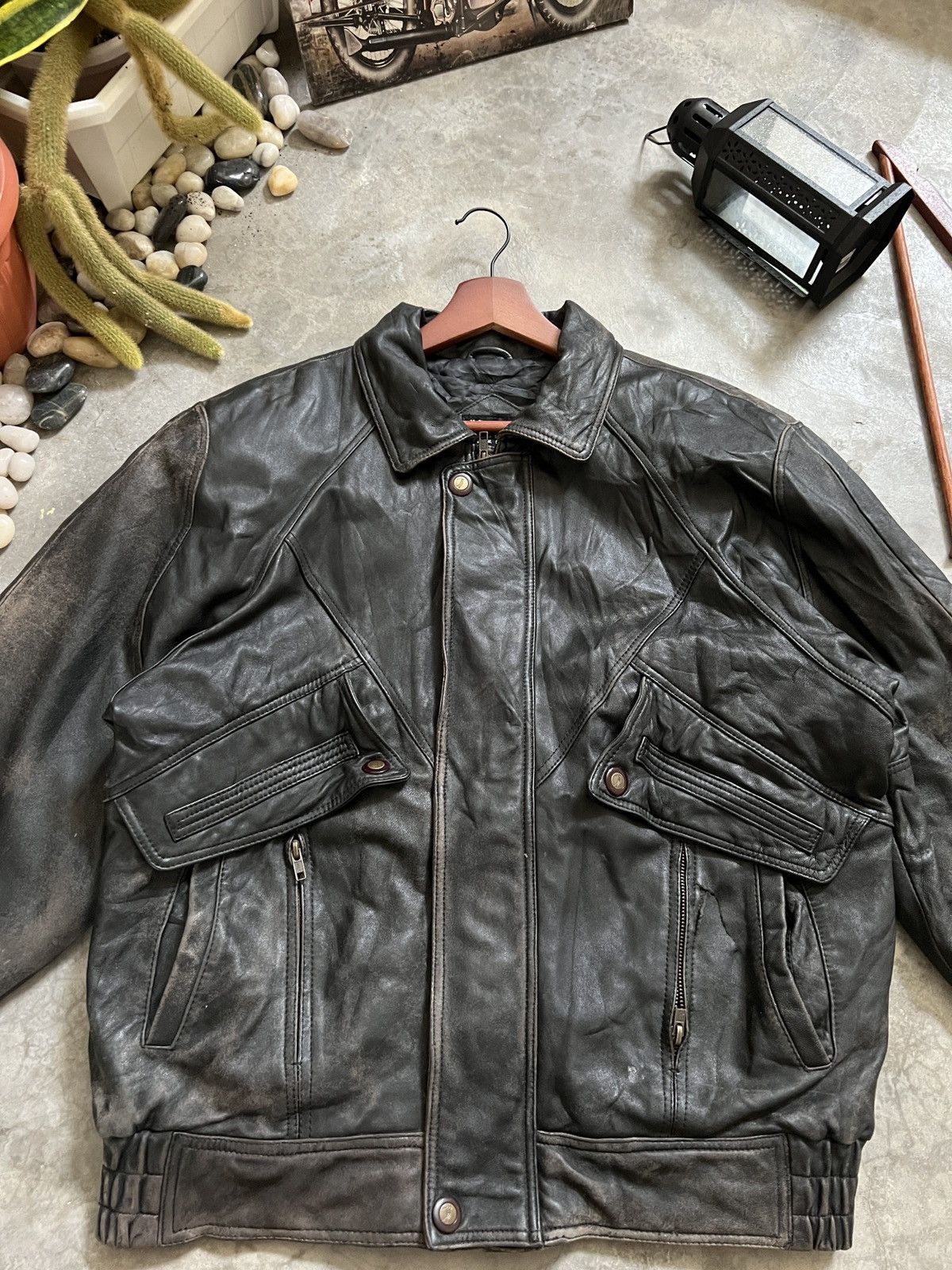 Vintage VTG 🖤 Vintage 90s M.T Legend Airport Style Leather Jacket Size US L / EU 52-54 / 3 - 14 Thumbnail