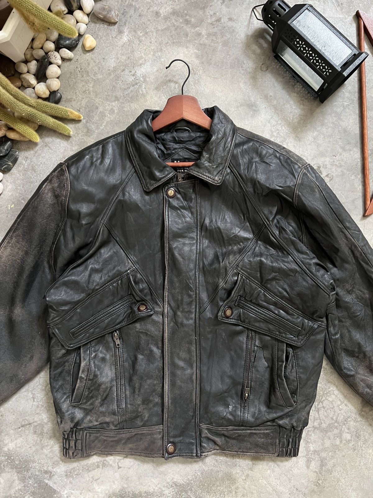 Vintage VTG 🖤 Vintage 90s M.T Legend Airport Style Leather Jacket Size US L / EU 52-54 / 3 - 2 Thumbnail