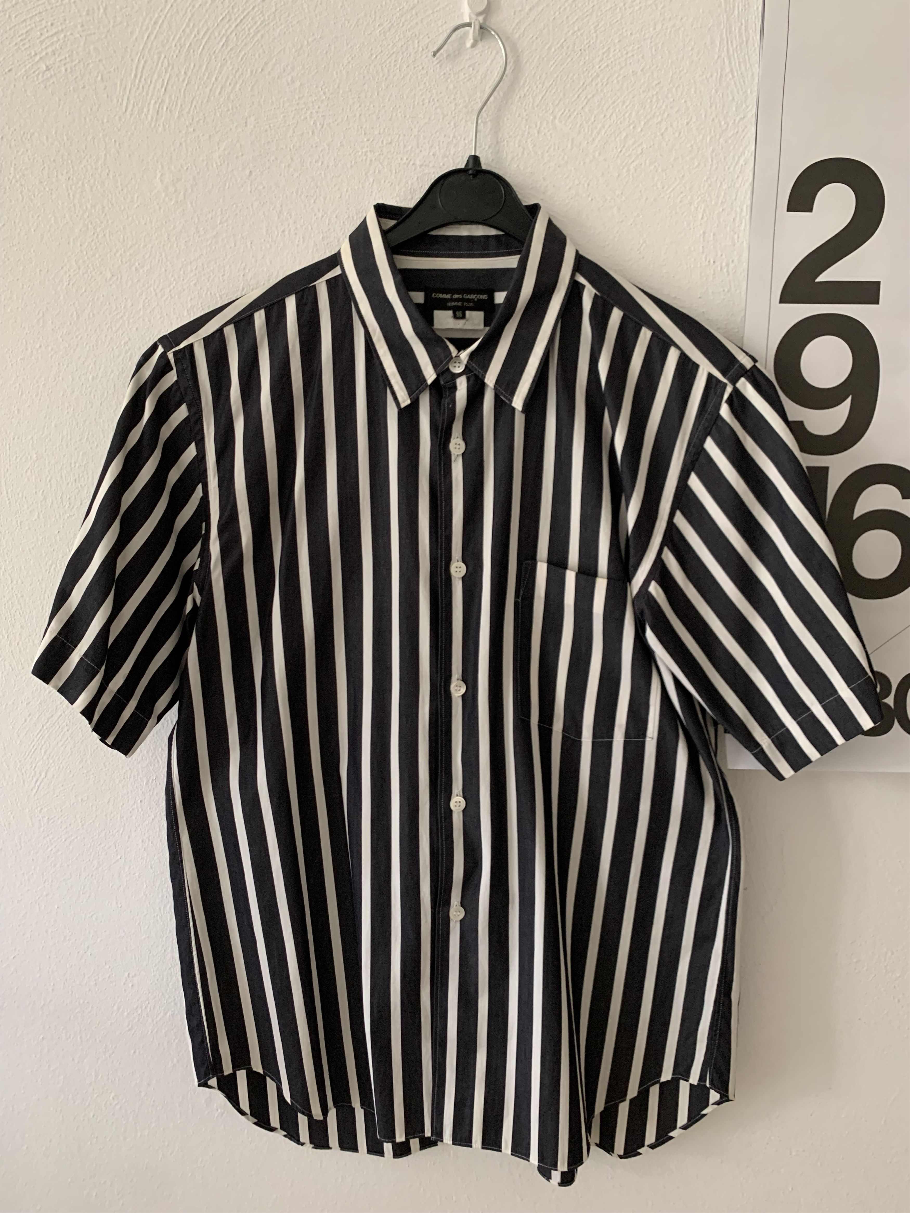 コムデギャルソン SHORT SLEEVE STRIPED SHIRT Comme des Garcons Man Shirt Short Sleeve Striped White Size