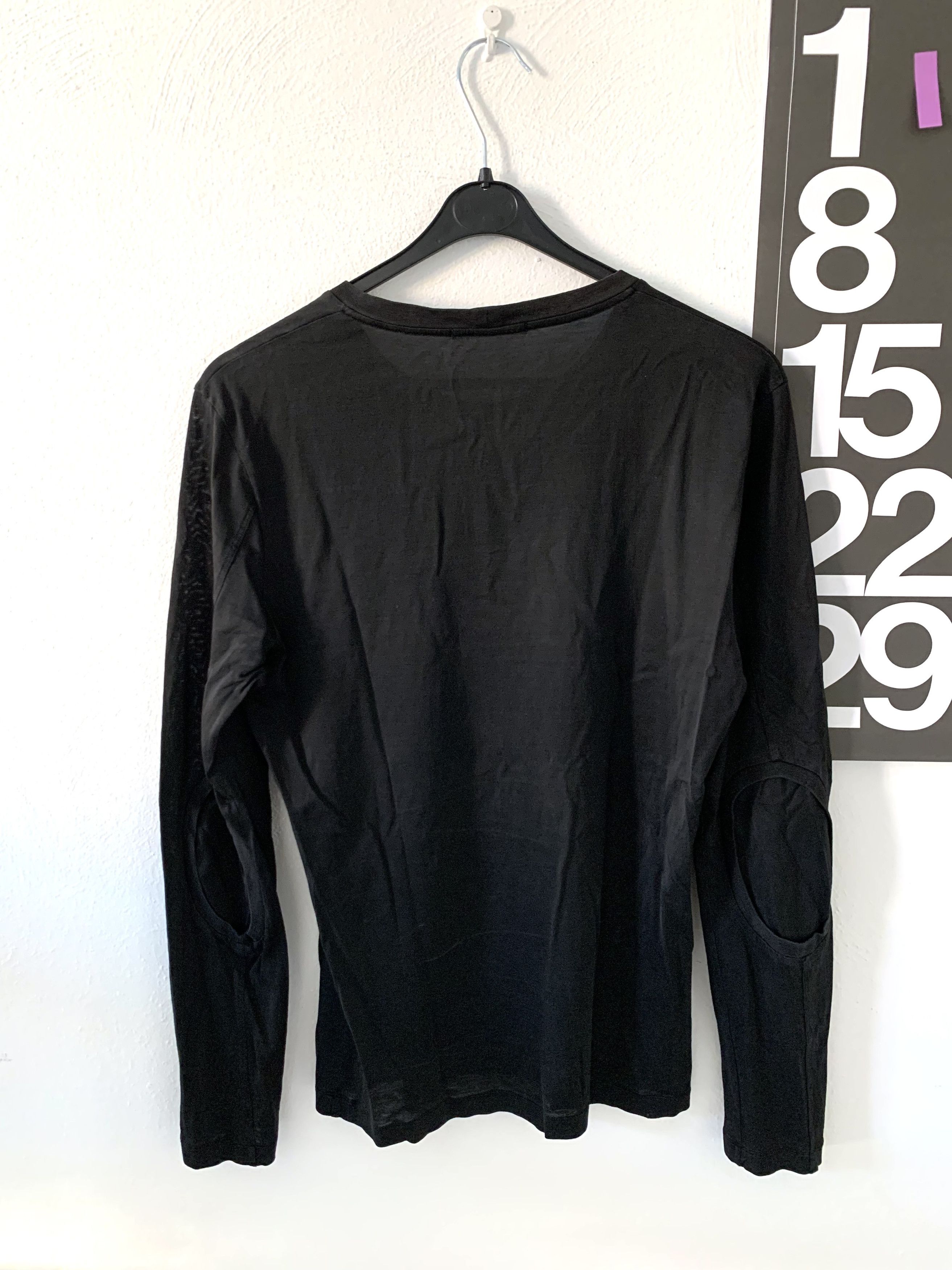 image of Helmut Lang Archive Mercerized Long sleeve Elbow Cut Out in Black, Men's (Size XS)