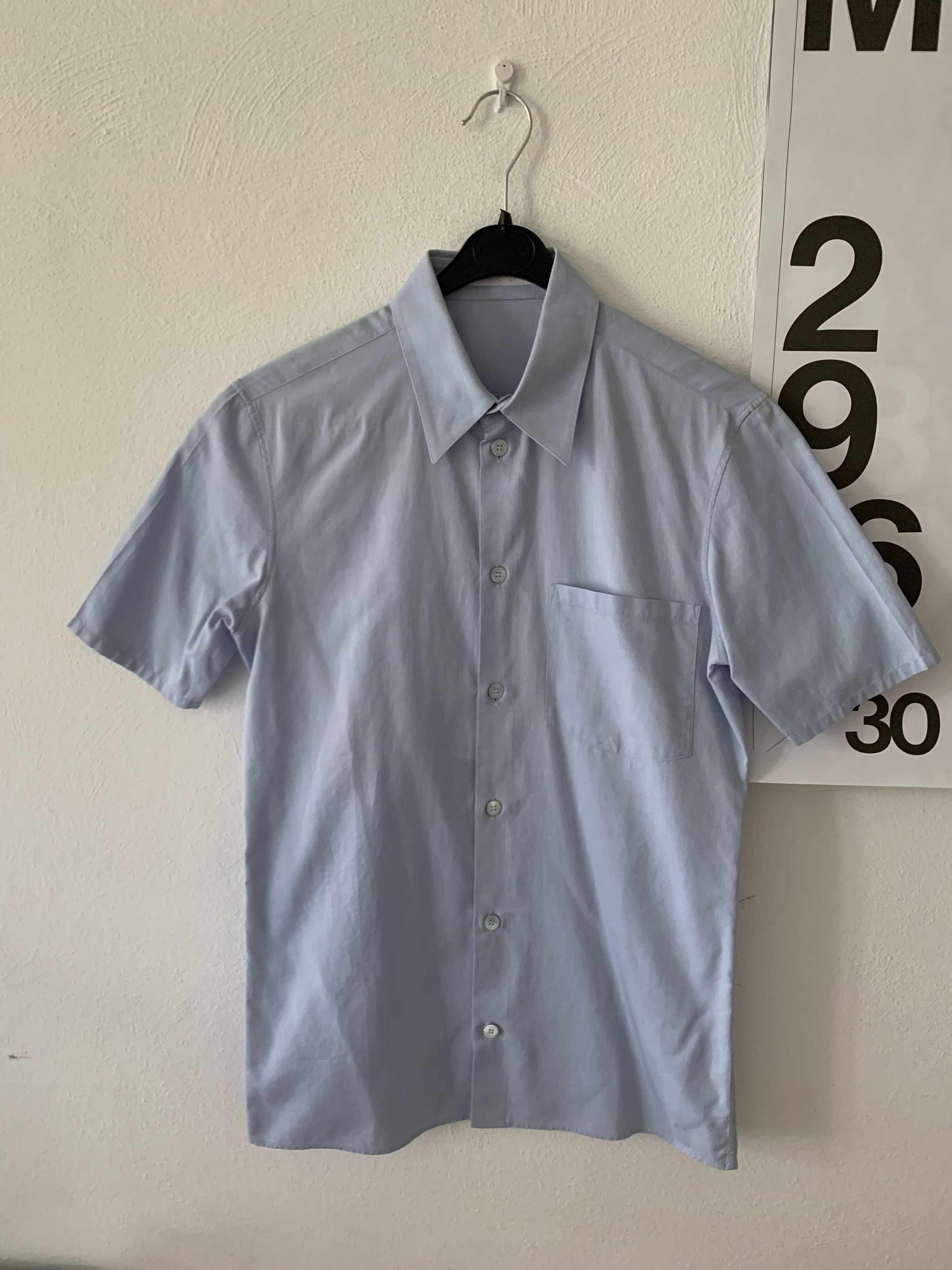 image of Helmut Lang Archive Tailored Short Sleeve Shirt in Blue, Men's (Size XS)