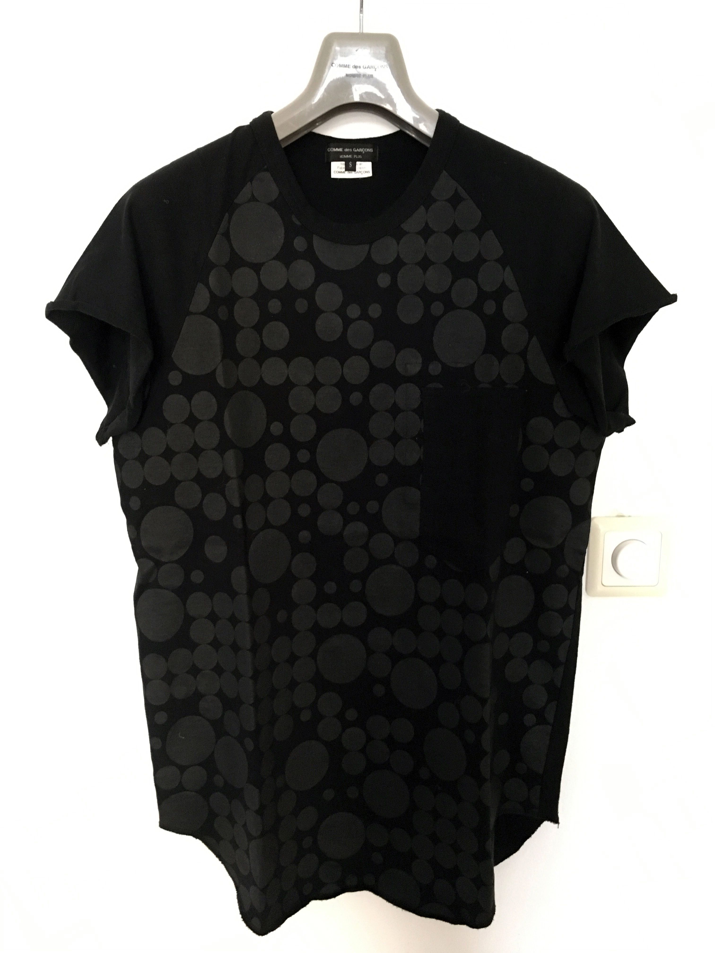Pre-owned Comme Des Garçons Homme Deux Ss09 Polka Dot Cap Sleeve T-shirt In Black
