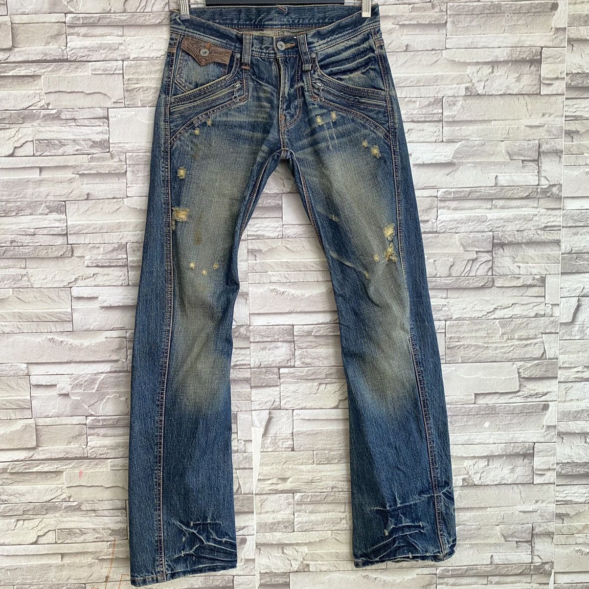 Japanese Brand NICOLE HIDEAWAYS Snake Skin Denim Flare Jeans Size US 30 / EU 46 - 3 Thumbnail
