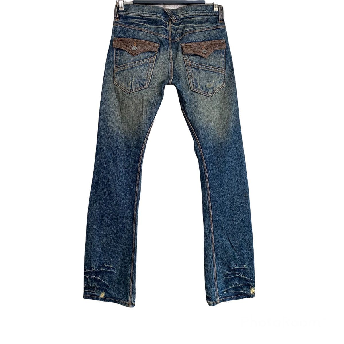 Japanese Brand NICOLE HIDEAWAYS Snake Skin Denim Flare Jeans Size US 30 / EU 46 - 2 Thumbnail
