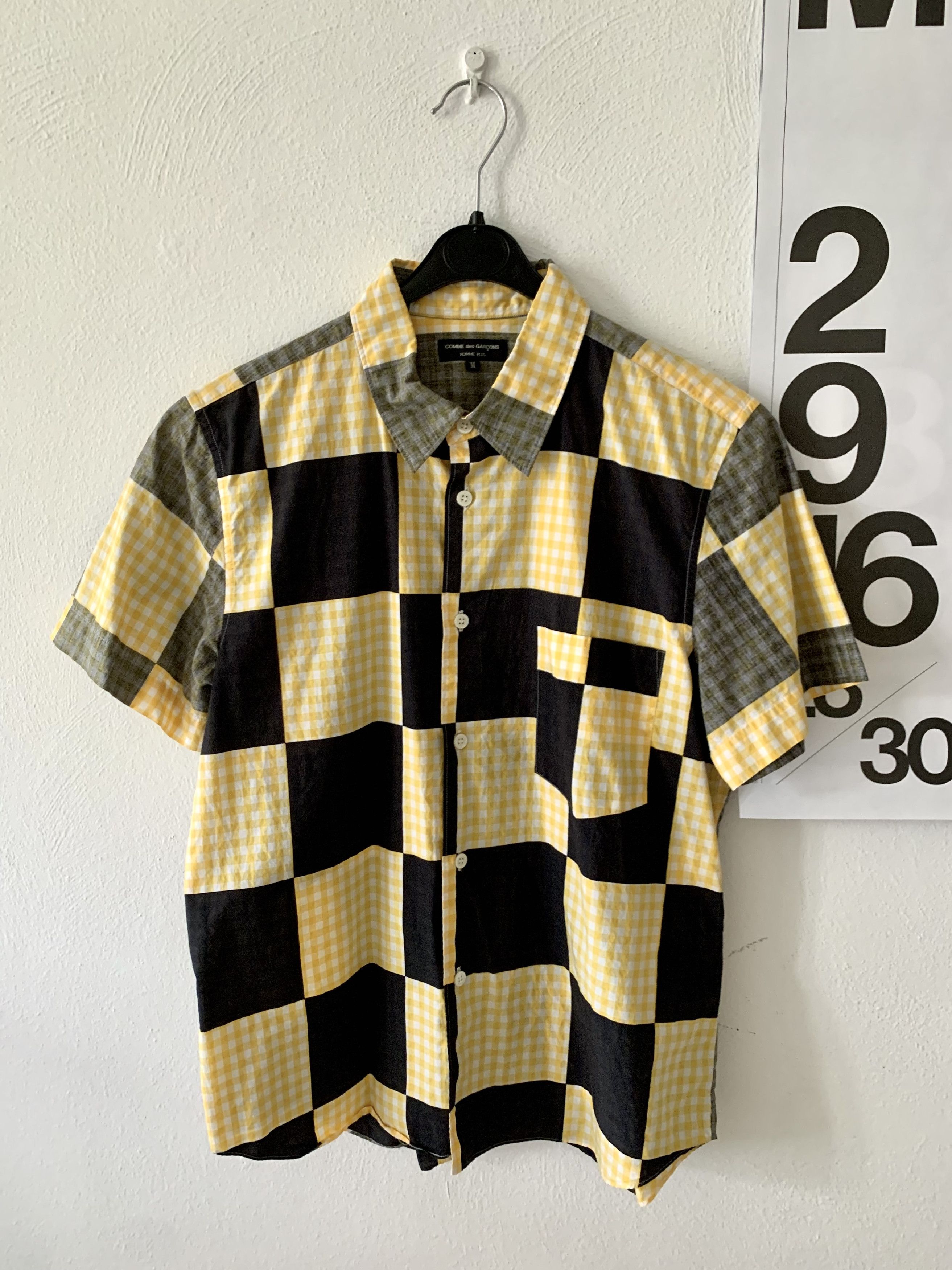 Pre-owned Comme Des Garçons Homme Deux Ss01 Checked Gingham Shirt In Yellow