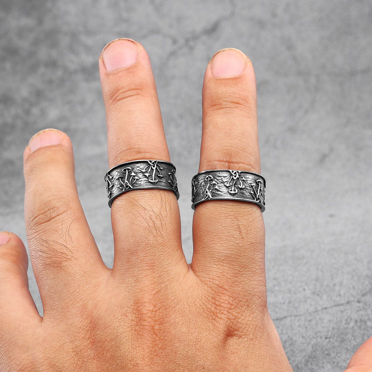 Jewelry 316L Stainless Steel Mushrooms Ring Size ONE SIZE - 3 Thumbnail