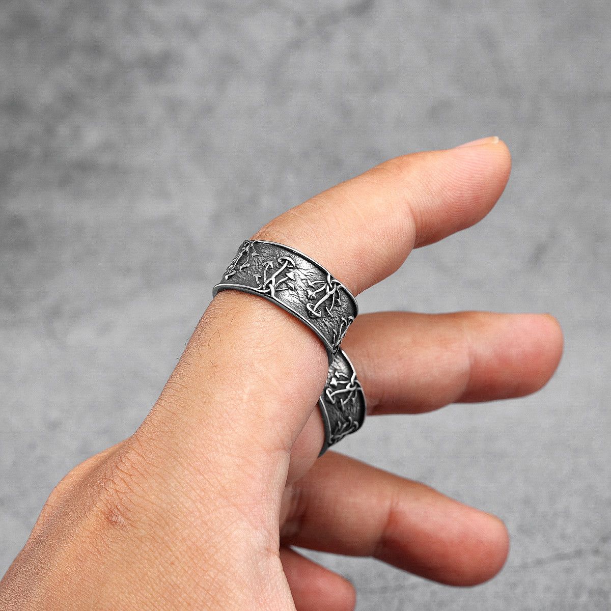 Jewelry 316L Stainless Steel Mushrooms Ring Size ONE SIZE - 4 Thumbnail