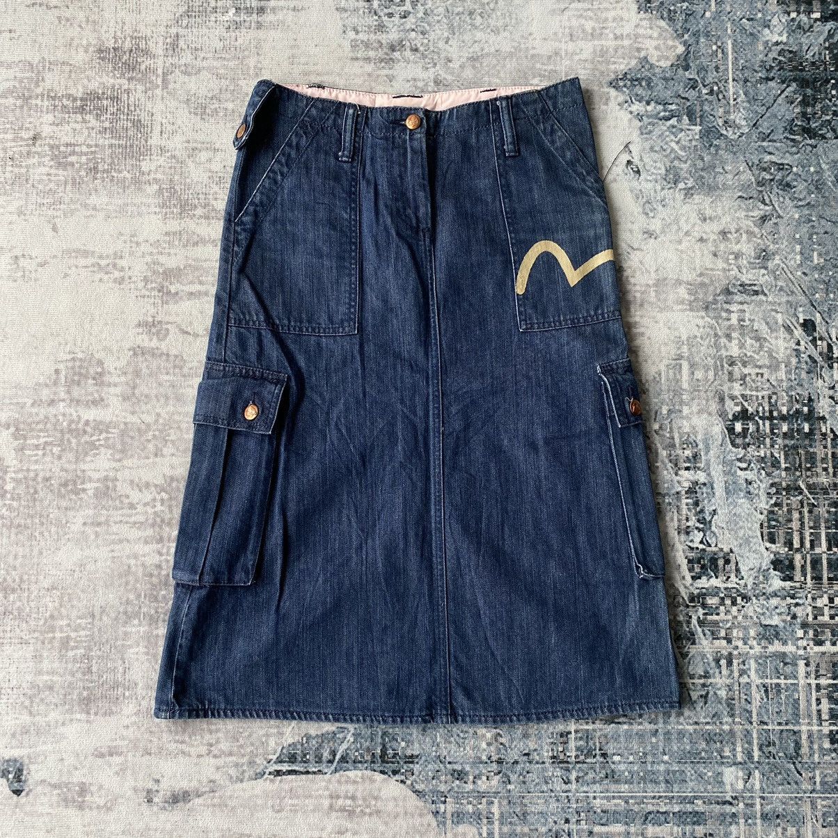 Evisu Evisu Daicock Denim Midi Cargo Skirt Size 28" / US 6 / IT 42 - 4 Thumbnail