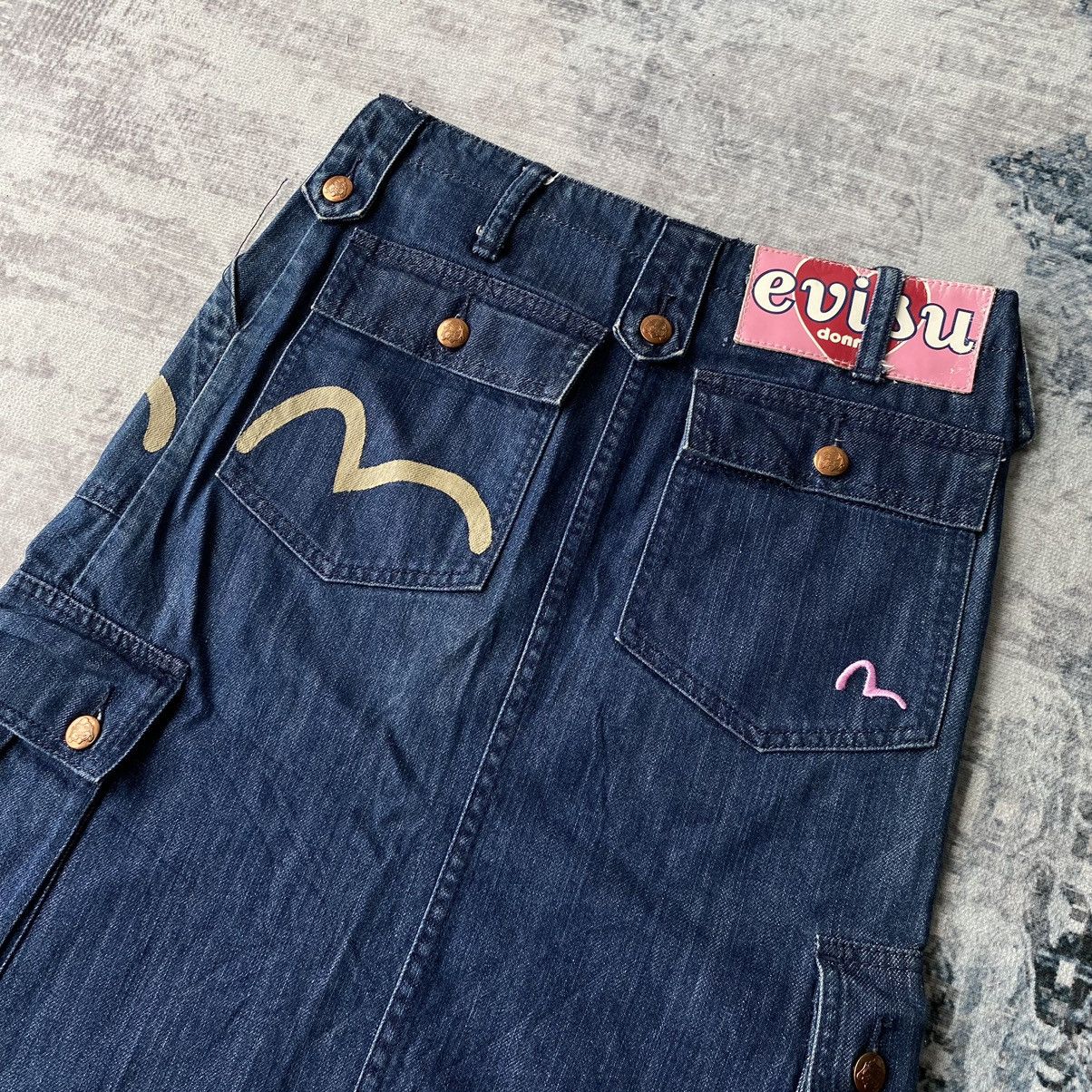 Evisu Evisu Daicock Denim Midi Cargo Skirt Size 28" / US 6 / IT 42 - 2 Thumbnail