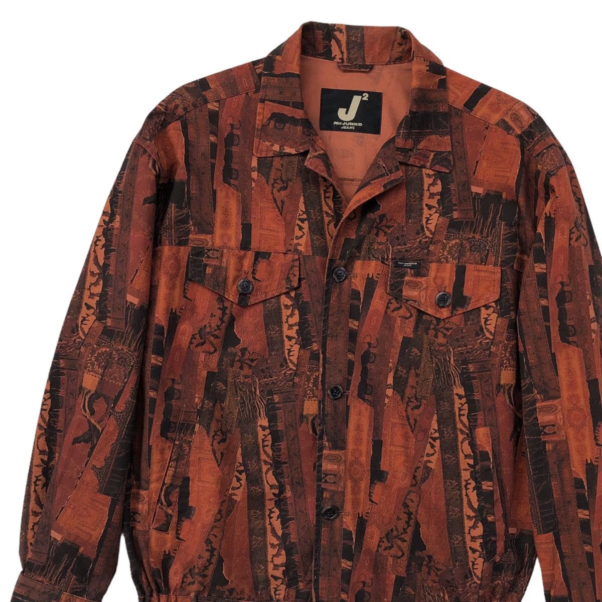 Mr. Junko 🔥Vintage Mr.Junko Orange Fully Abstract Khakis Jacket Size US L / EU 52-54 / 3 - 6 Thumbnail