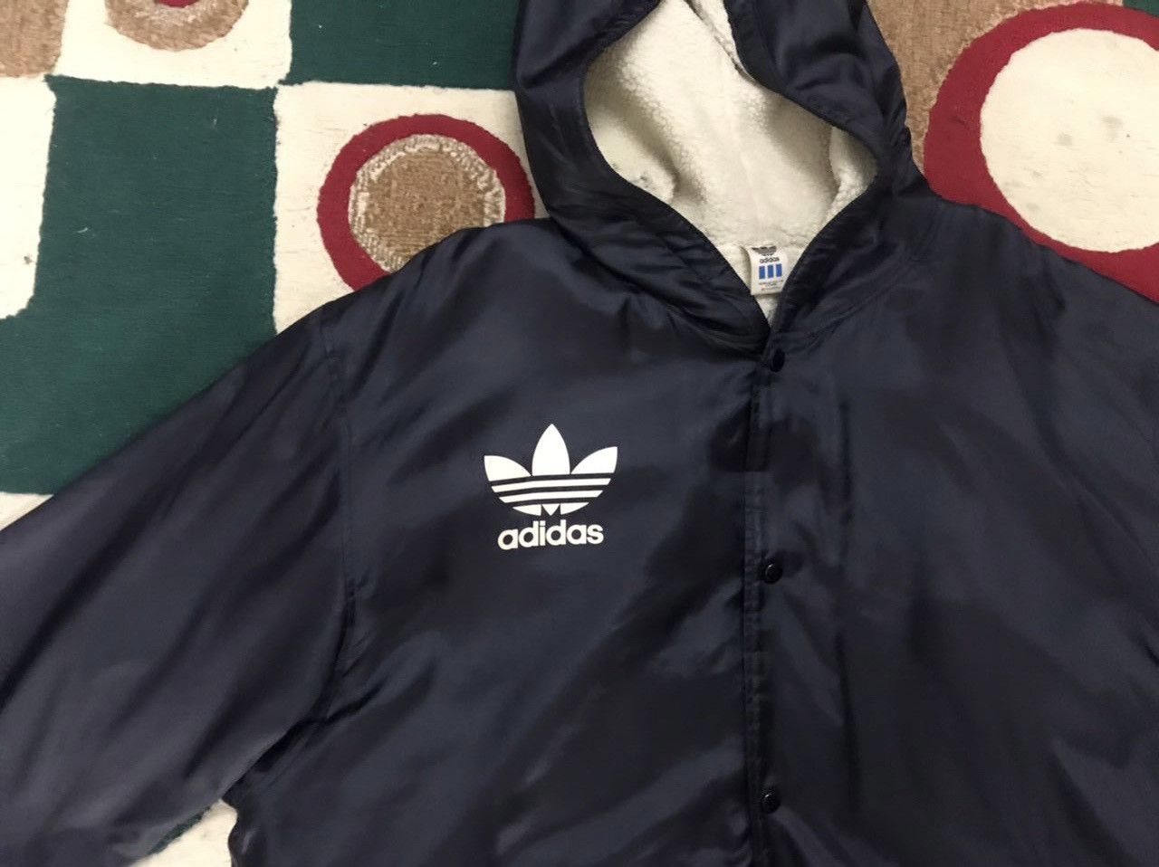 Vintage 90’s Adidas Big Logo Trefoil Long Sherpa Jacket Size US L / EU 52-54 / 3 - 9 Thumbnail