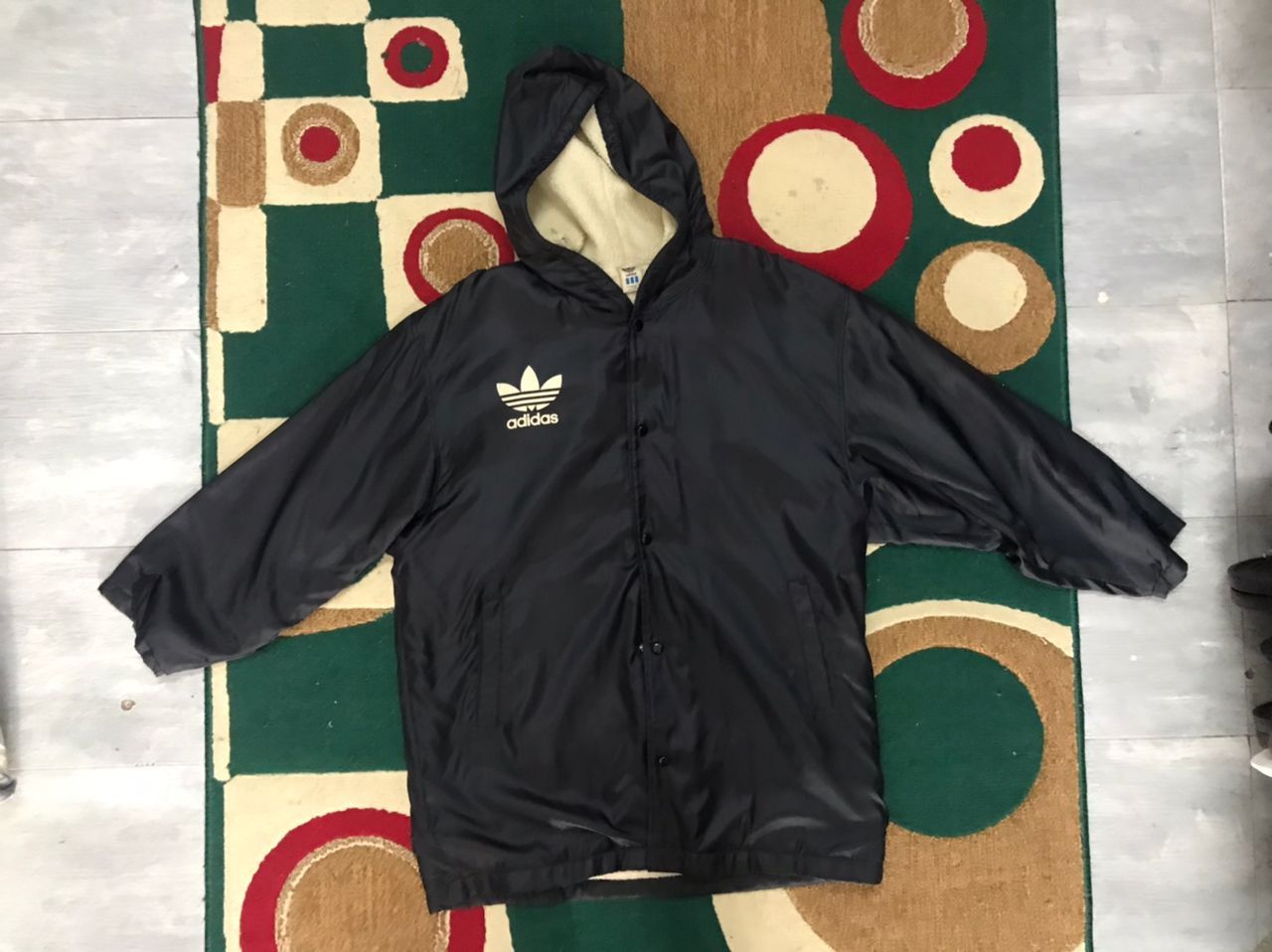 Vintage 90’s Adidas Big Logo Trefoil Long Sherpa Jacket Size US L / EU 52-54 / 3 - 6 Thumbnail