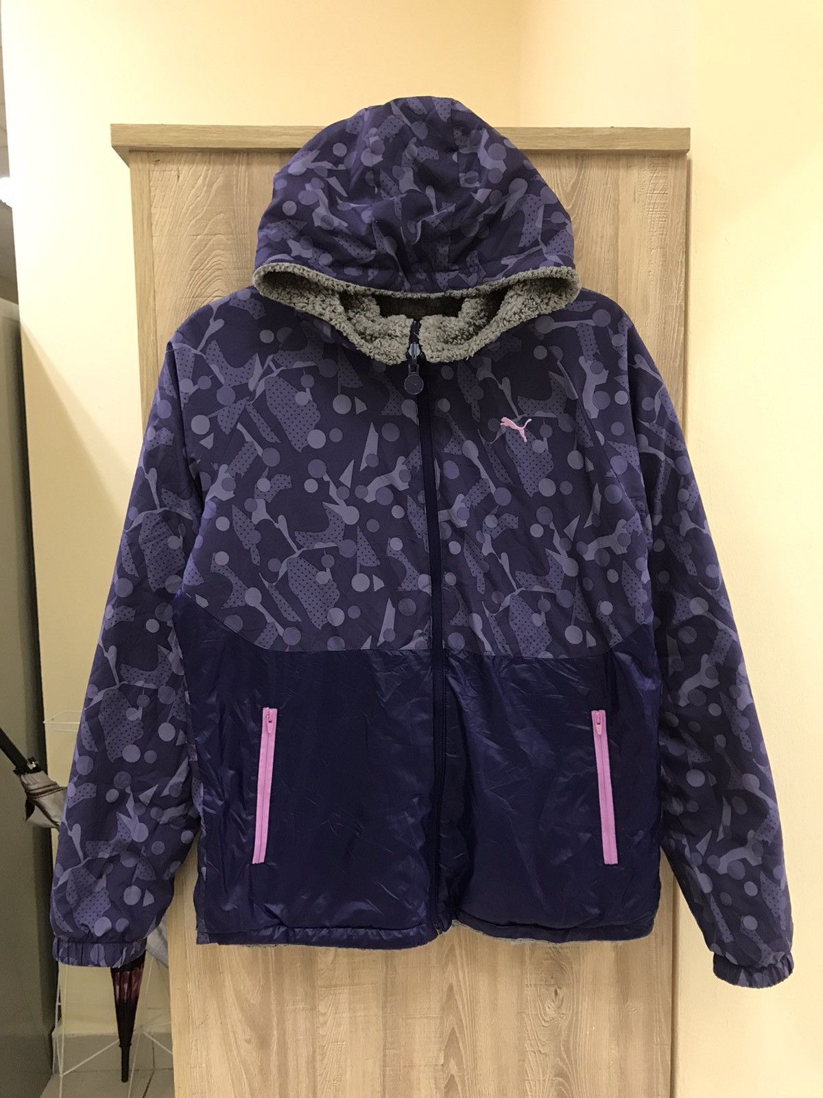 image of Puma Reversible Fleece Jacket, Men's (Size Medium)