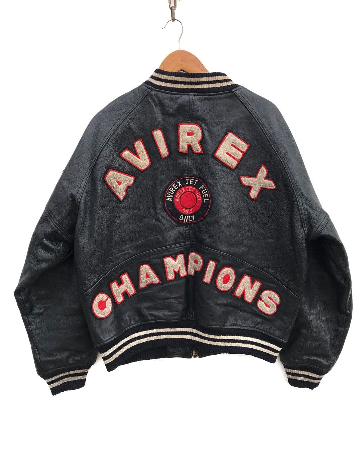 image of Avirex Usa Leather Jacket Air Force Military American Classi in Black, Men's (Size Medium)