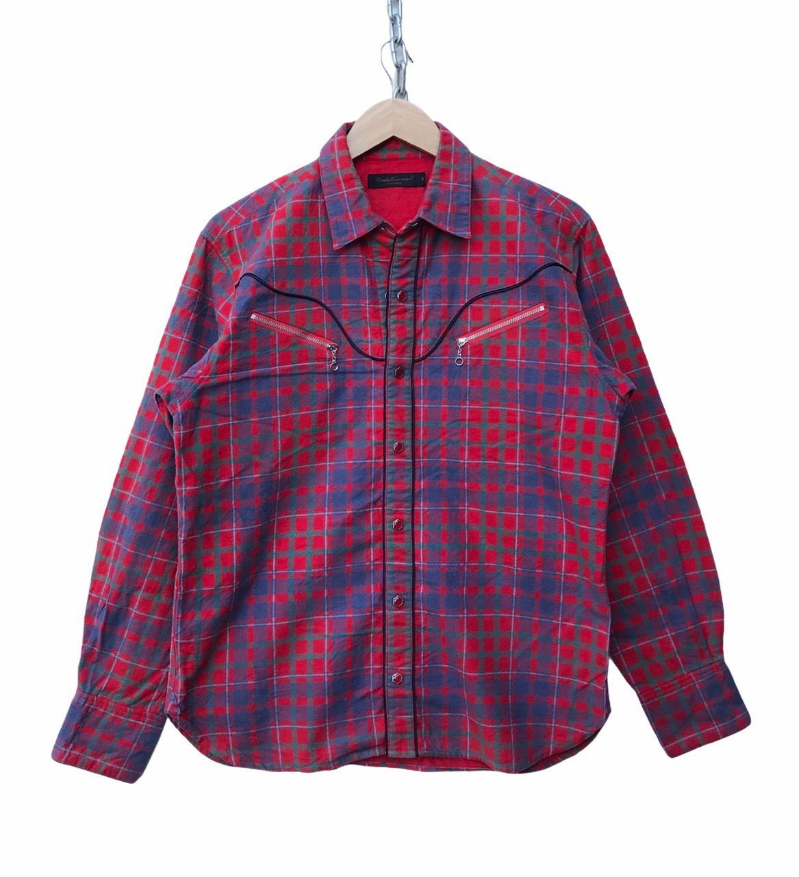 Pre-owned Undercover Isme Tartan Pearl Snap Button Western Shirt In Red