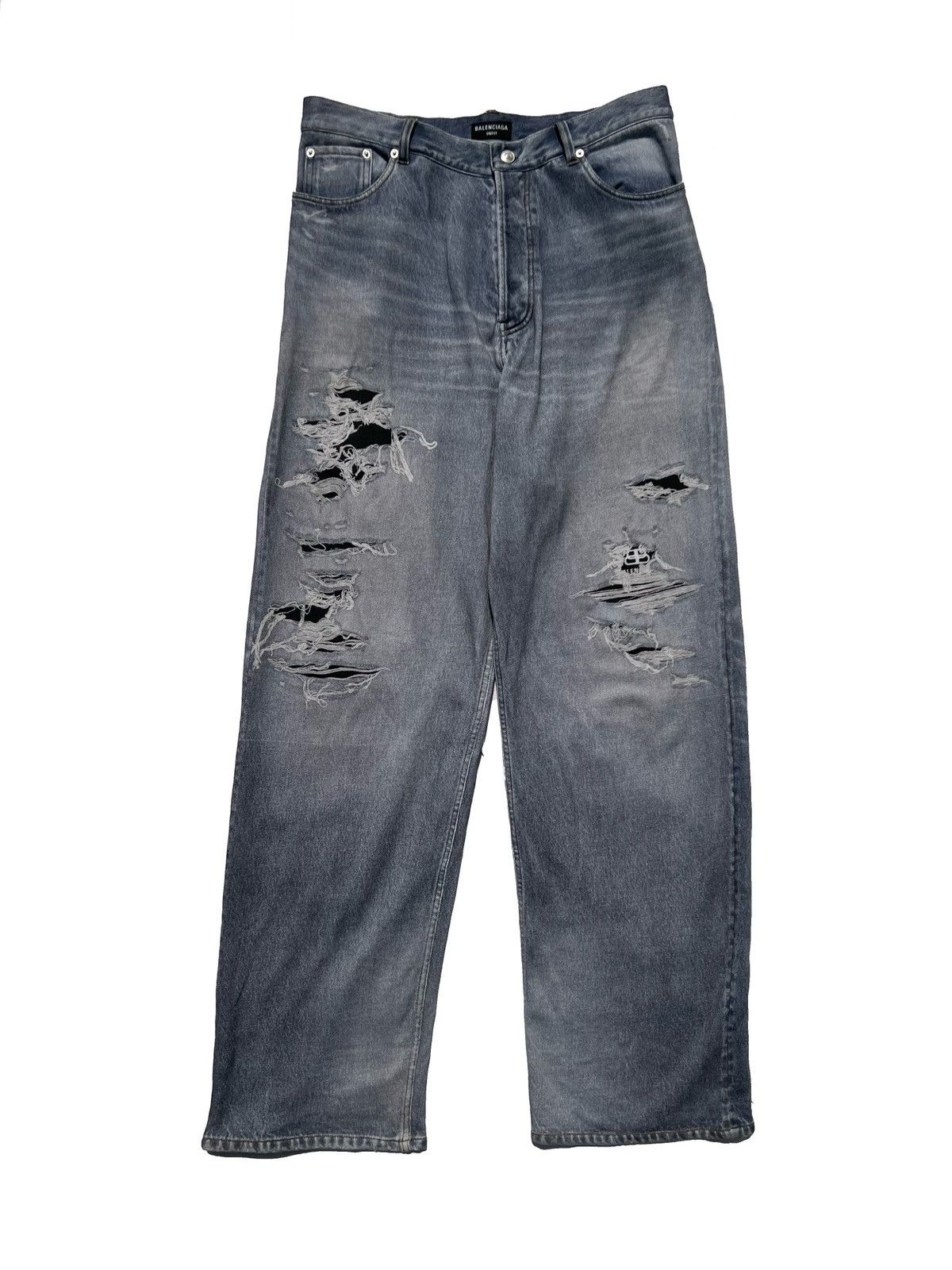 Balenciaga BALENCIAGA 22SS damage crush denim photo baggy sweat pants Size US 33 - 16 Thumbnail