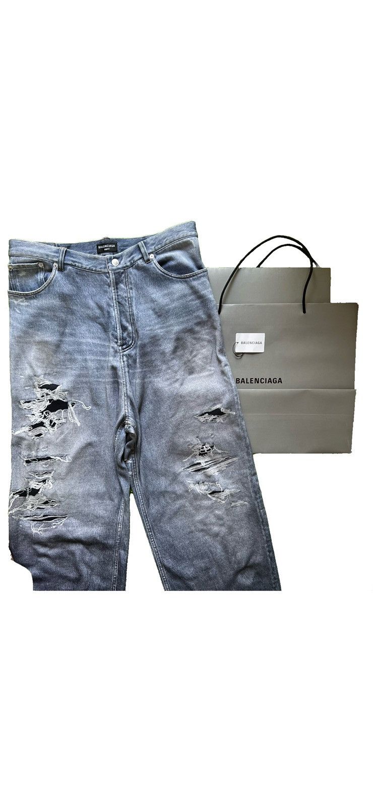 Balenciaga BALENCIAGA 22SS damage crush denim photo baggy sweat pants Size US 33 - 2 Thumbnail