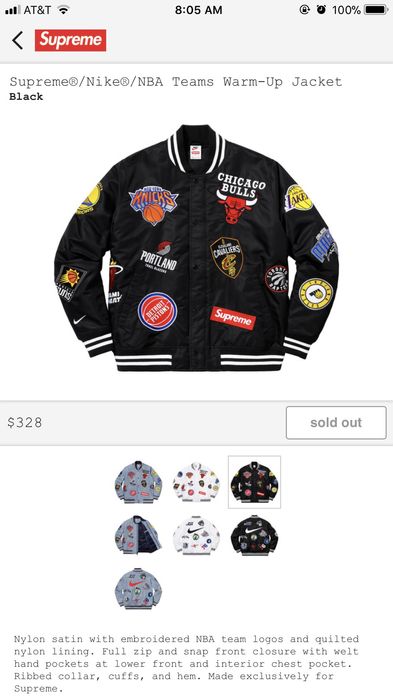 Supreme nike nba on sale jacket