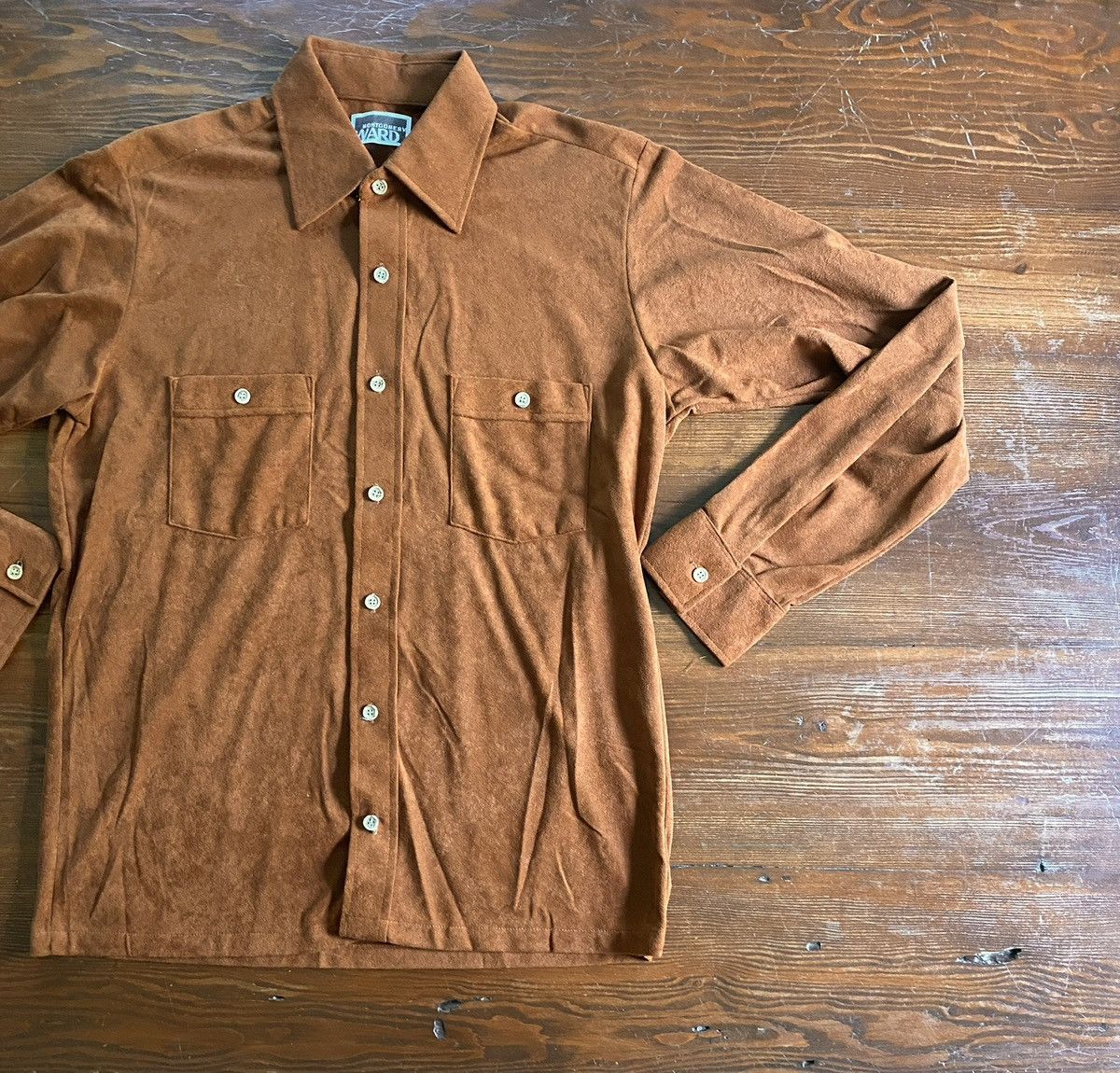 Retrofit Vintage 60’s Montgomery Ward Suede Style Button Up Shirt Size US M / EU 48-50 / 2 - 1 Thumbnail