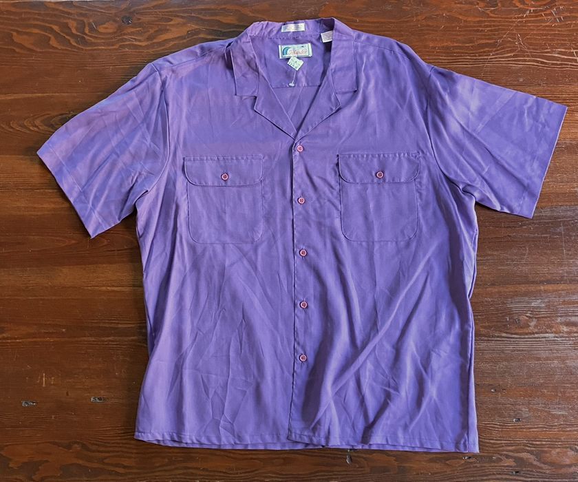 Vintage Vintage NWT 80’s Islander Purple Rayon Button Up New | Grailed