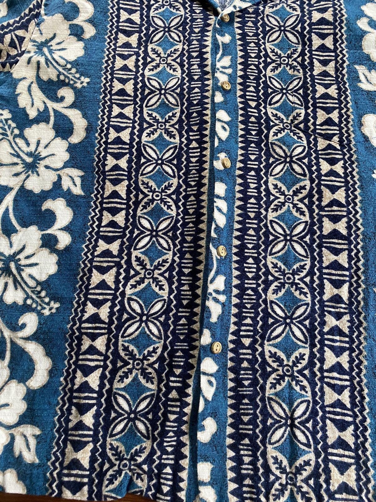 Vintage Vintage 80’s RJC Tribal Hibiscus Blue Hawaiian Button Up Size US XL / EU 56 / 4 - 3 Thumbnail