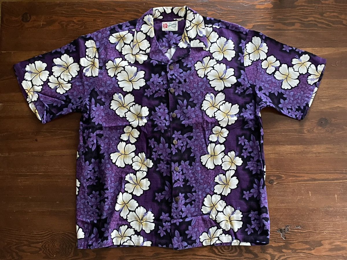 Vintage Vintage 80’s Hilo Hatties Purple Hibiscus Hawaiian Shirt Size US XL / EU 56 / 4 - 1 Thumbnail