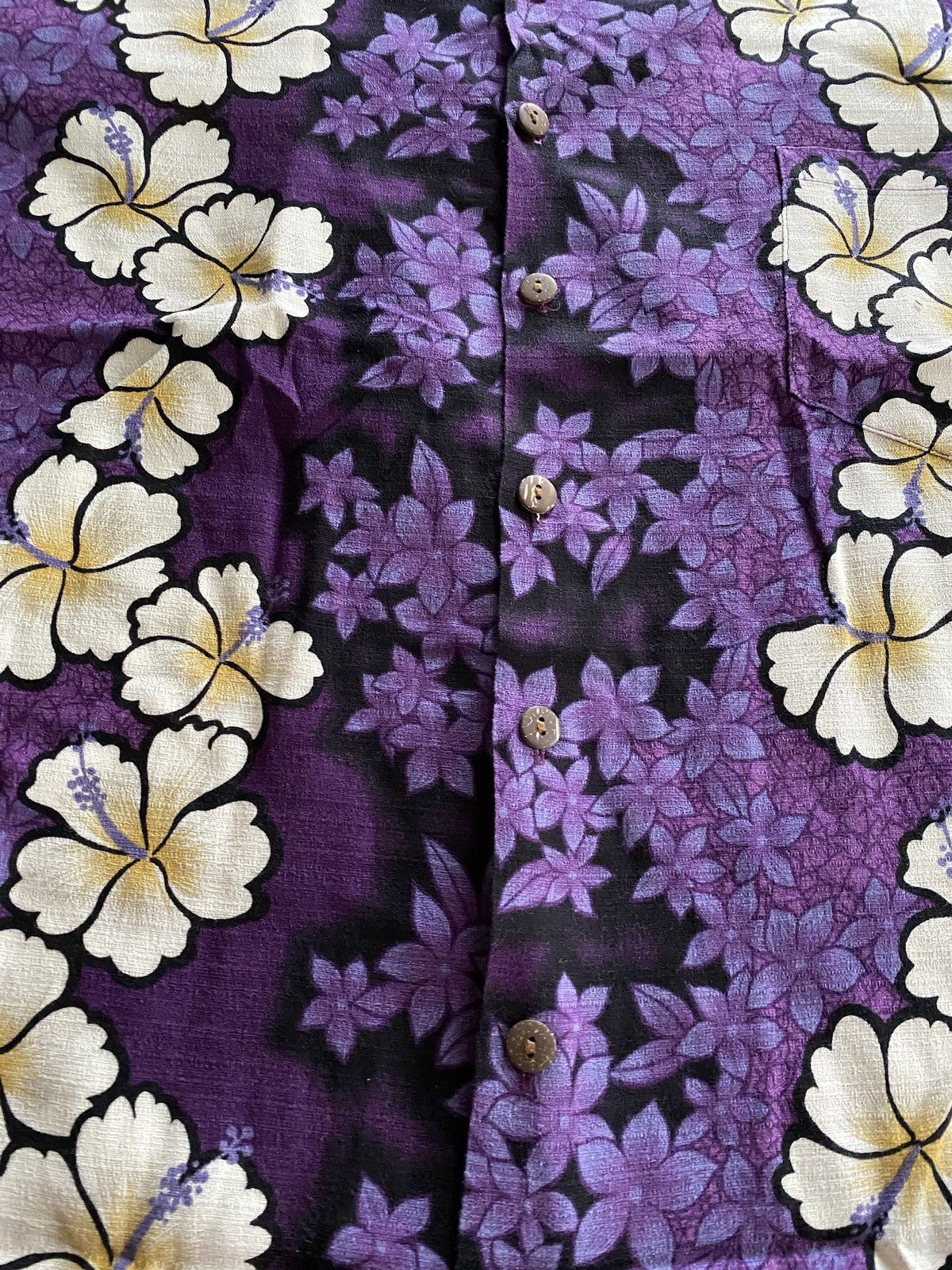 Vintage Vintage 80’s Hilo Hatties Purple Hibiscus Hawaiian Shirt Size US XL / EU 56 / 4 - 2 Thumbnail