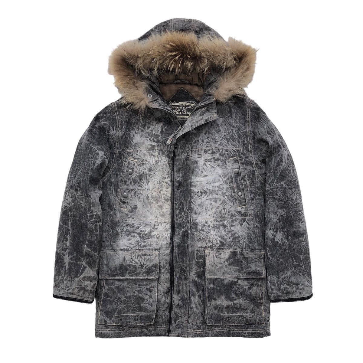 Japanese Brand Allix Design Charcoal Grey Graphics Raccoon Hooded Jacket Size US M / EU 48-50 / 2 - 4 Thumbnail