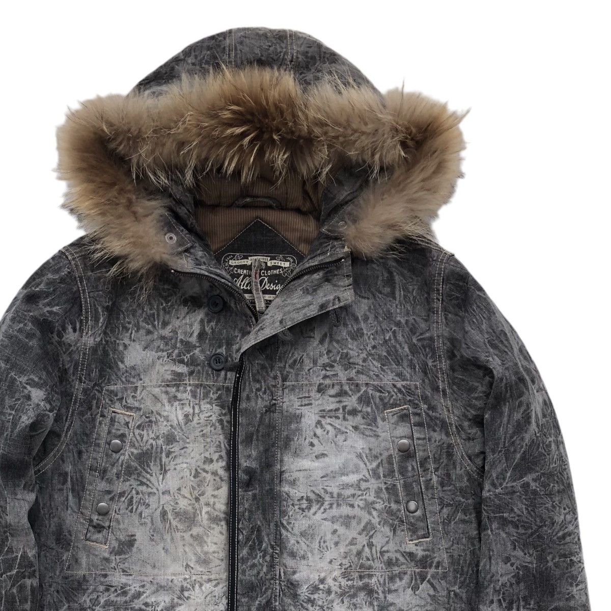 Japanese Brand Allix Design Charcoal Grey Graphics Raccoon Hooded Jacket Size US M / EU 48-50 / 2 - 8 Thumbnail