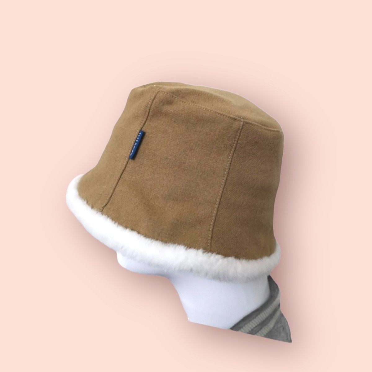 image of Designer Dope Elle Planete Sherpa Bucket Hat in Beige, Men's