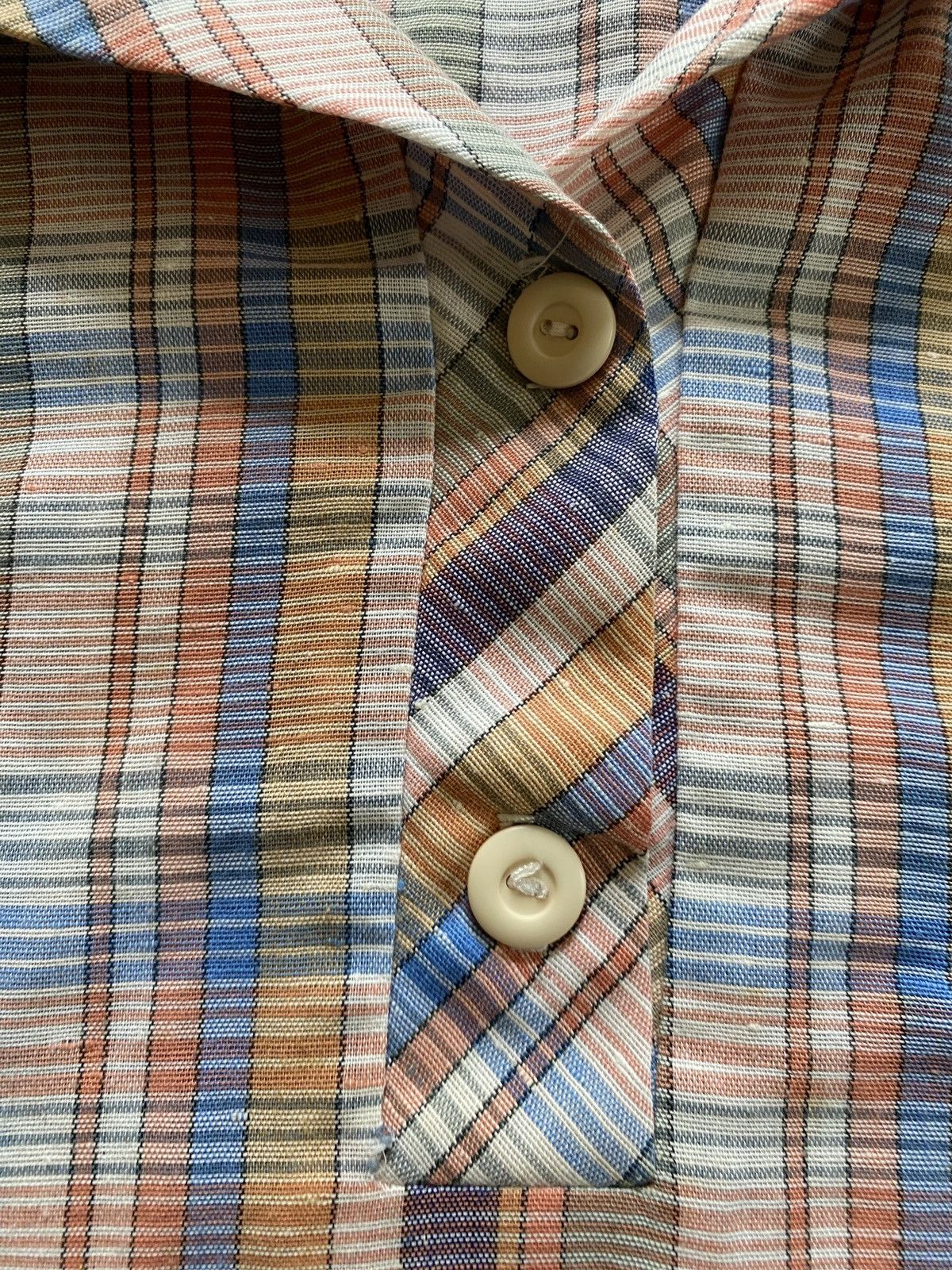 Retrofit Vintage 60s/70s Plaid Polo Style Crop Sleeve Women’s Shirt Size XS / US 0-2 / IT 36-38 - 2 Thumbnail