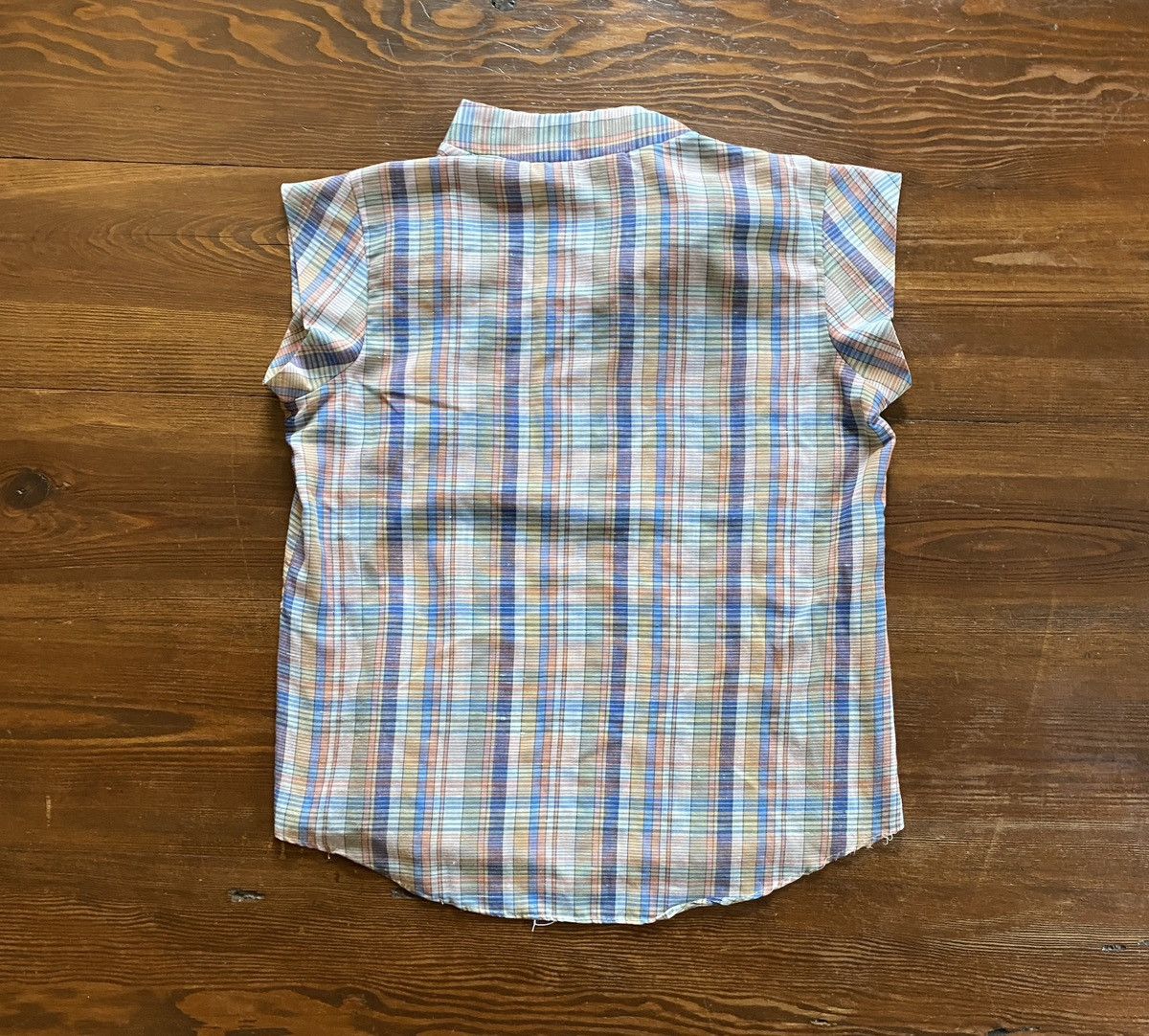 Retrofit Vintage 60s/70s Plaid Polo Style Crop Sleeve Women’s Shirt Size XS / US 0-2 / IT 36-38 - 11 Thumbnail