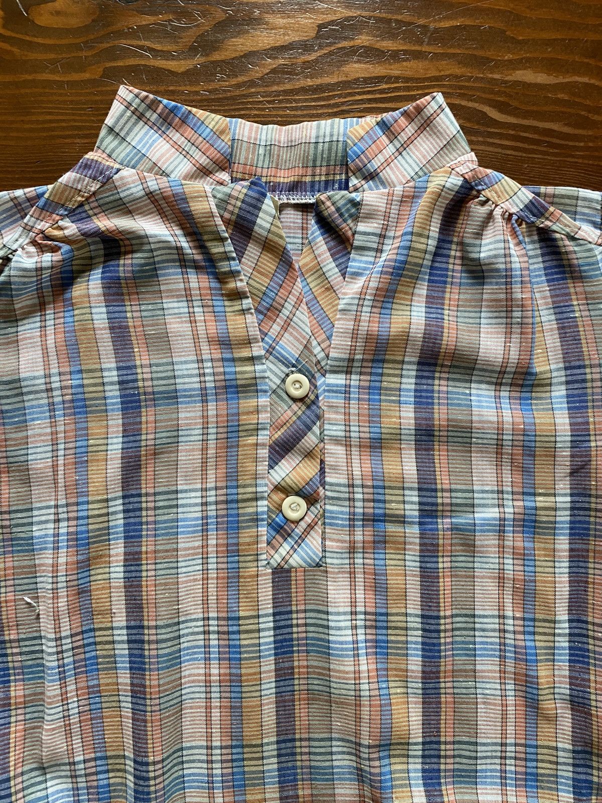 Retrofit Vintage 60s/70s Plaid Polo Style Crop Sleeve Women’s Shirt Size XS / US 0-2 / IT 36-38 - 8 Thumbnail