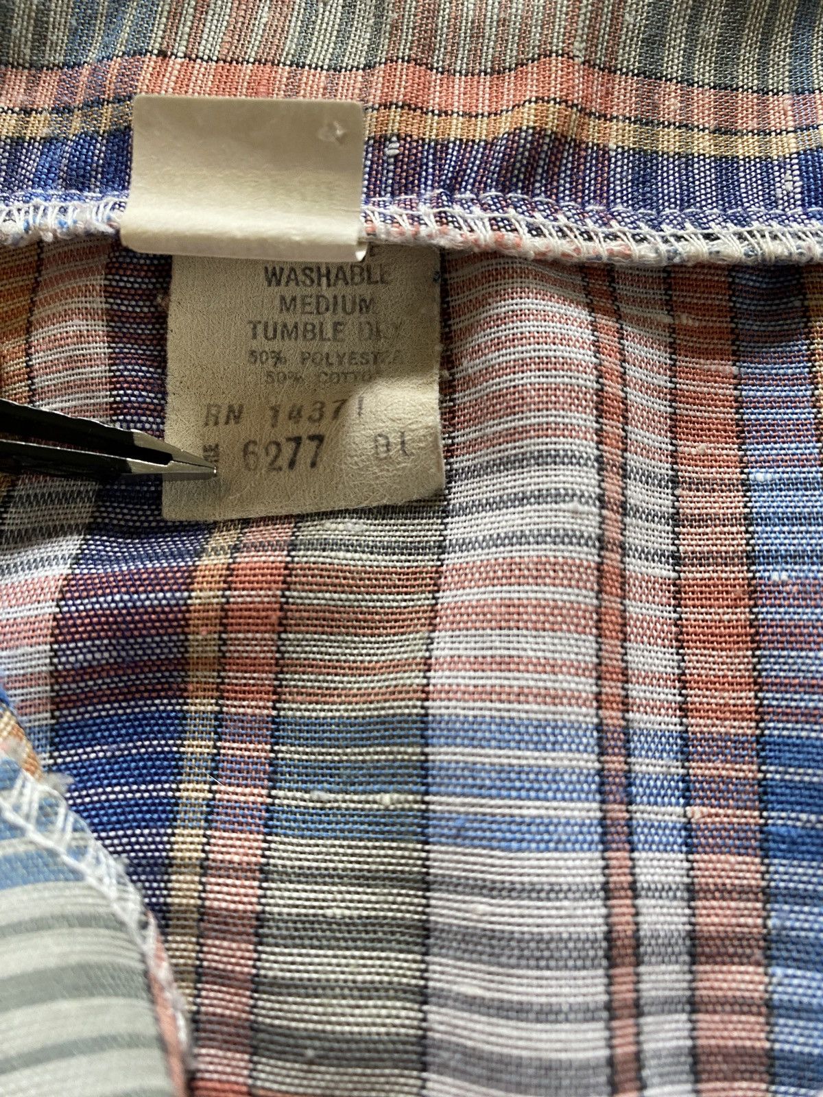 Retrofit Vintage 60s/70s Plaid Polo Style Crop Sleeve Women’s Shirt Size XS / US 0-2 / IT 36-38 - 10 Thumbnail