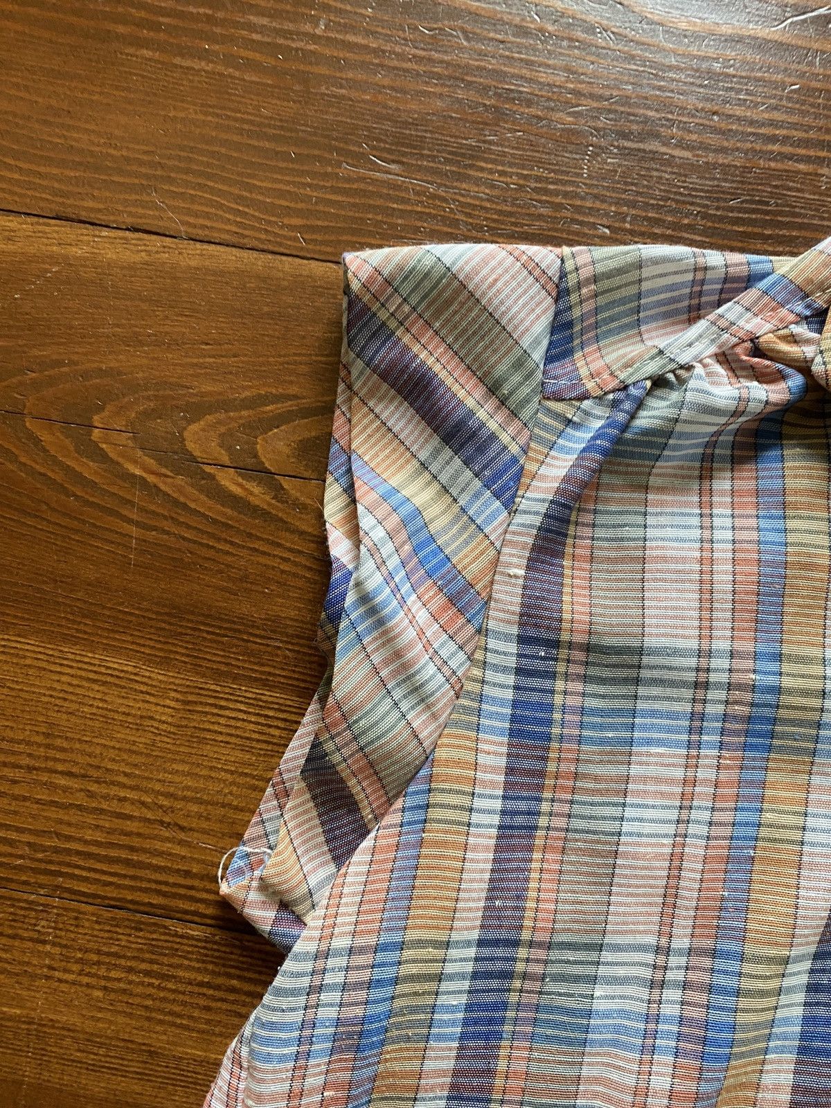 Retrofit Vintage 60s/70s Plaid Polo Style Crop Sleeve Women’s Shirt Size XS / US 0-2 / IT 36-38 - 3 Thumbnail