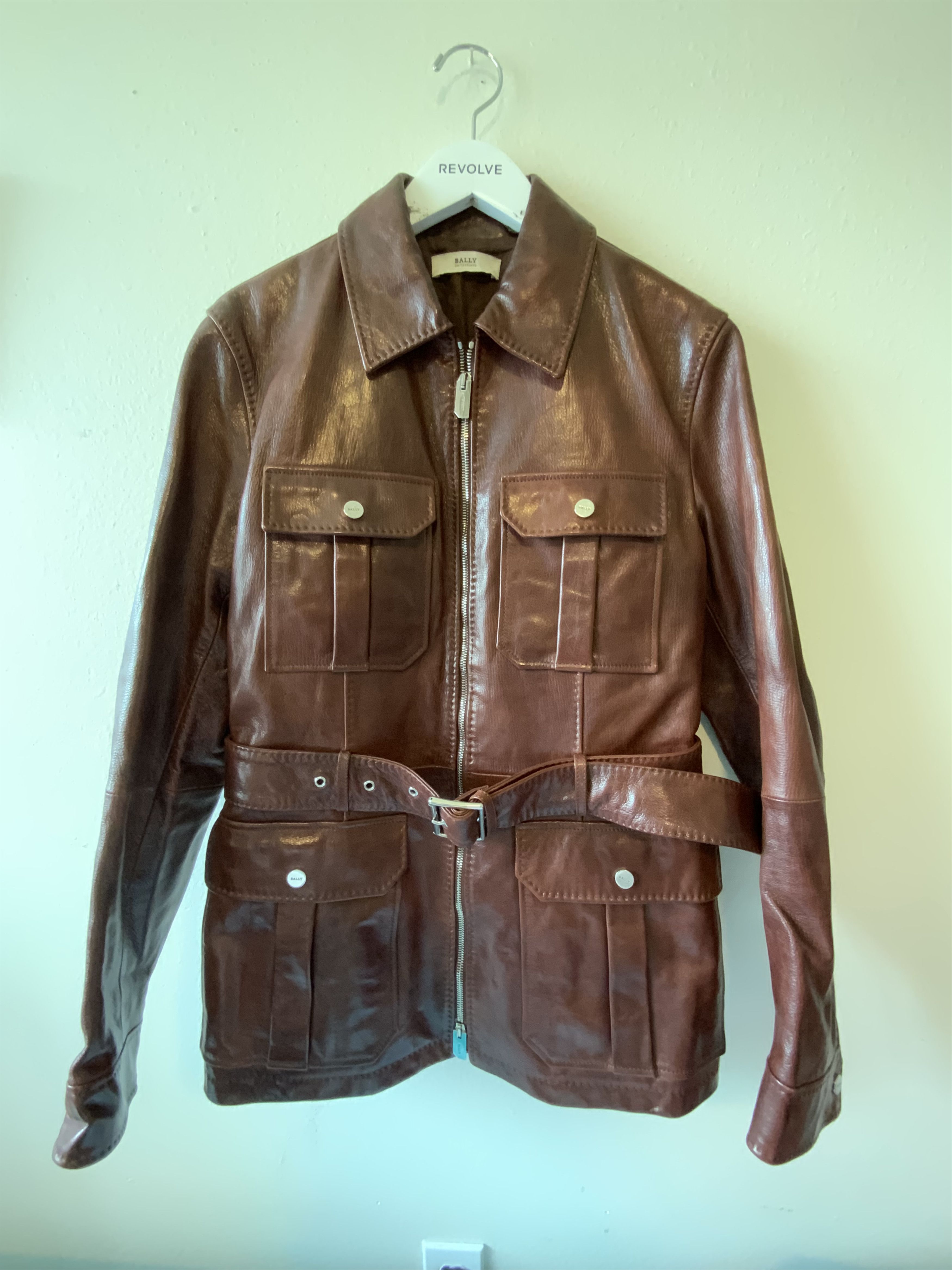 image of Bally Nappa Leather Trailmaster Motorcycle Jacket in Coconut/Brown, Men's (Size Medium)