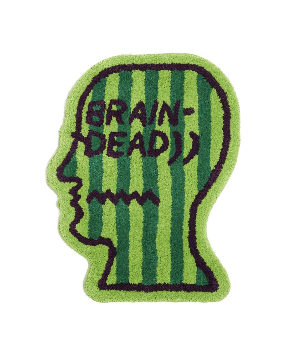 image of Brain Dead Logo Head Striped Rug in Green, Men's