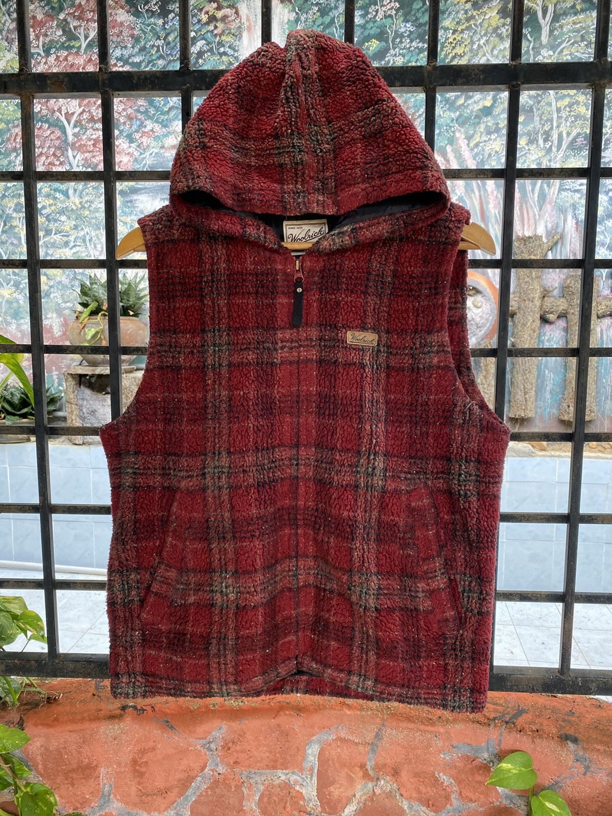 image of Outdoor Style Go Out x Woolrich Woolen Mills Woolrich Rugged Outdoorwear Fleece Vest Hoddies in Mar