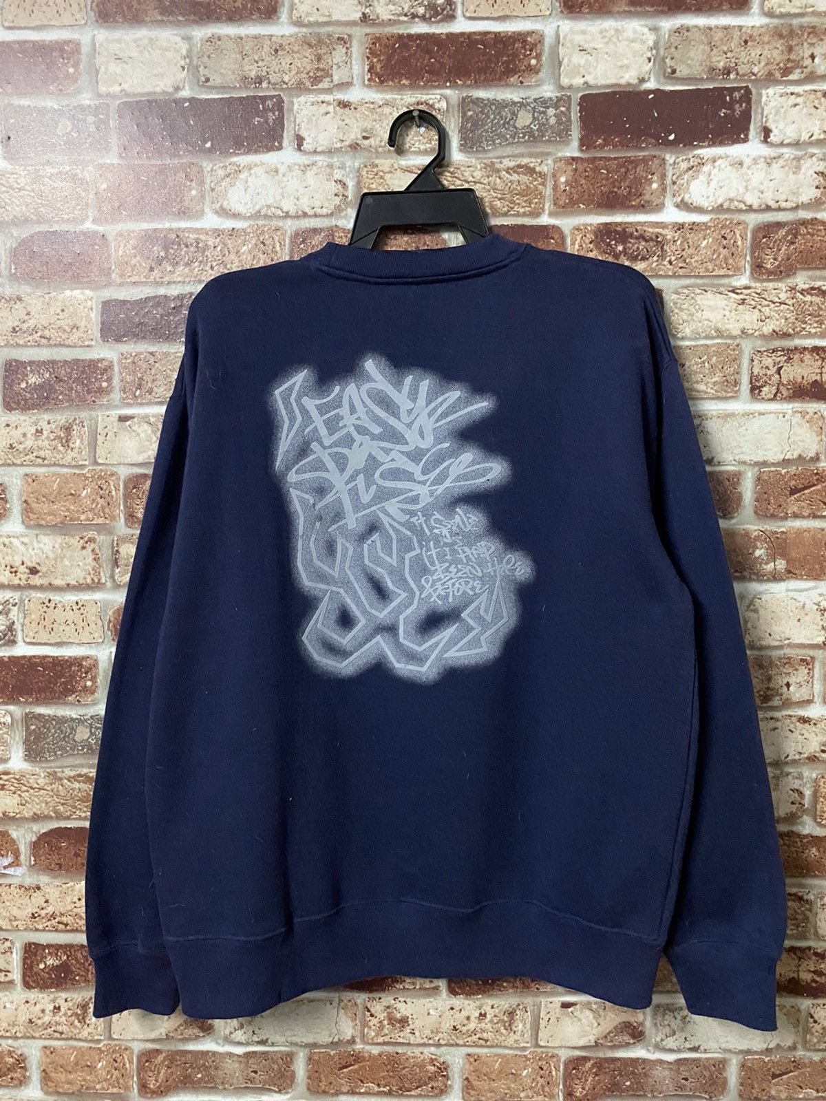 image of Archival Clothing x Easy Earl Life Easy Rice Sweater in Navy Blue, Men's (Size Large)