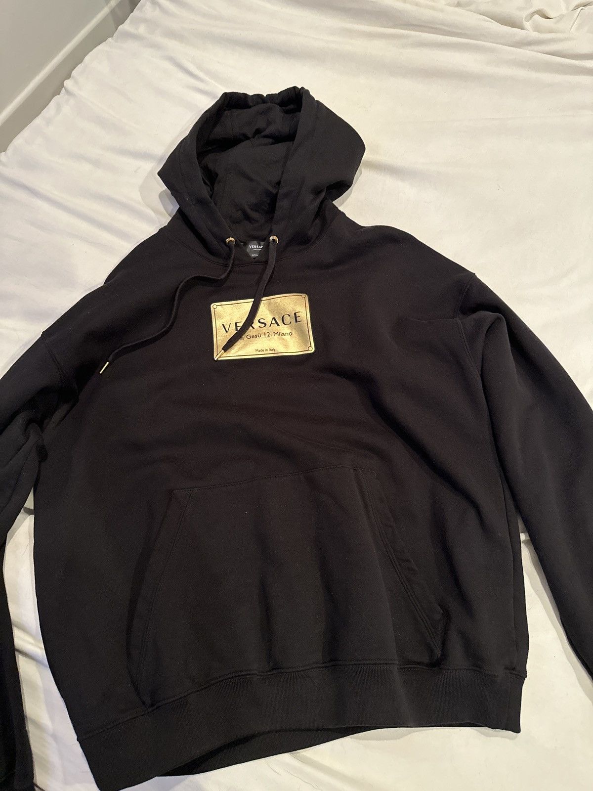 image of Versace Via Gesy 12. Milano Hoodie in Black, Men's (Size Medium)
