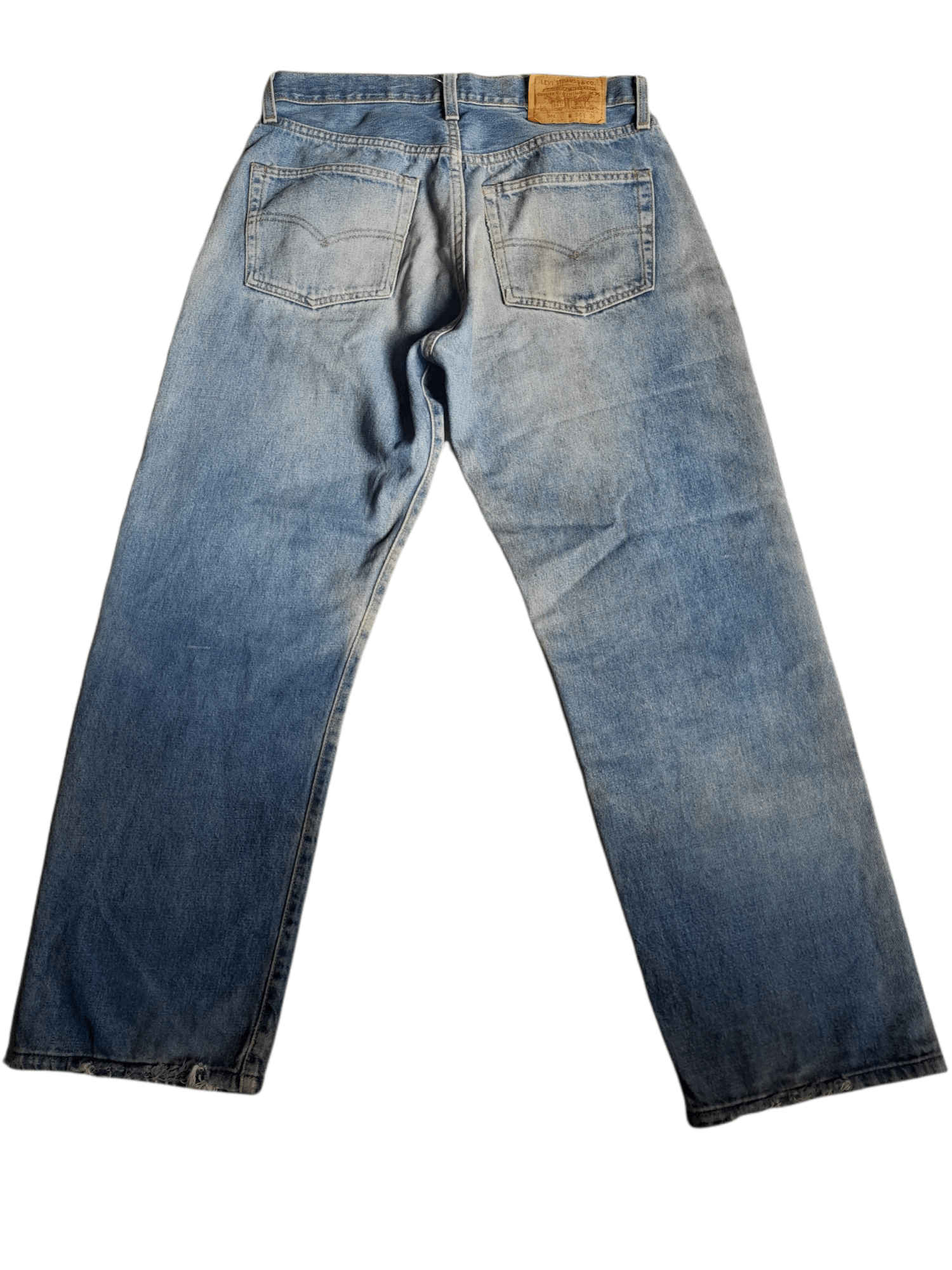 image of Distressed Denim x Levis 80/90S Levis 501 Big E Selvedge Denim Usa (D587) in Blue, Men's (Size 32)