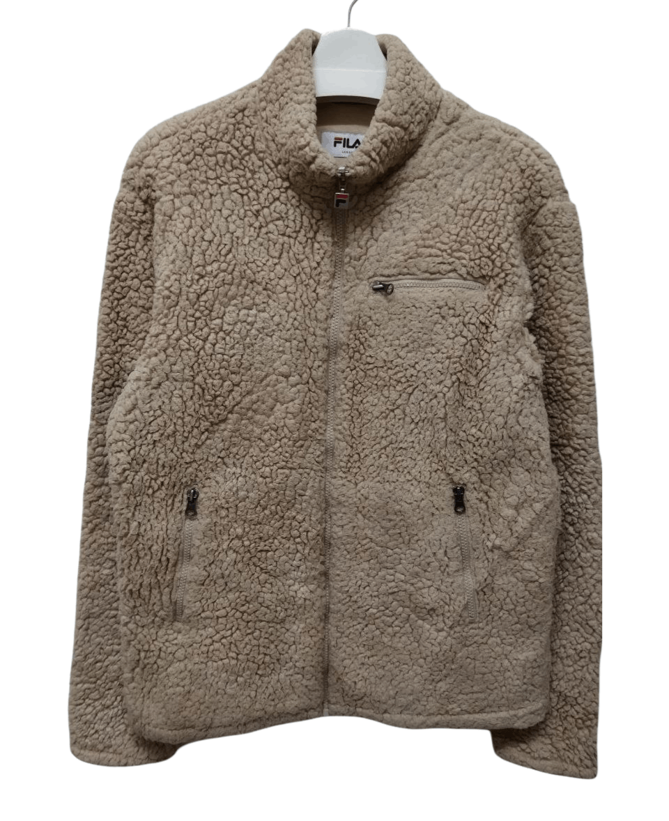 image of Fila Deep Pile Sherpa Jacket in Beige, Men's (Size Large)
