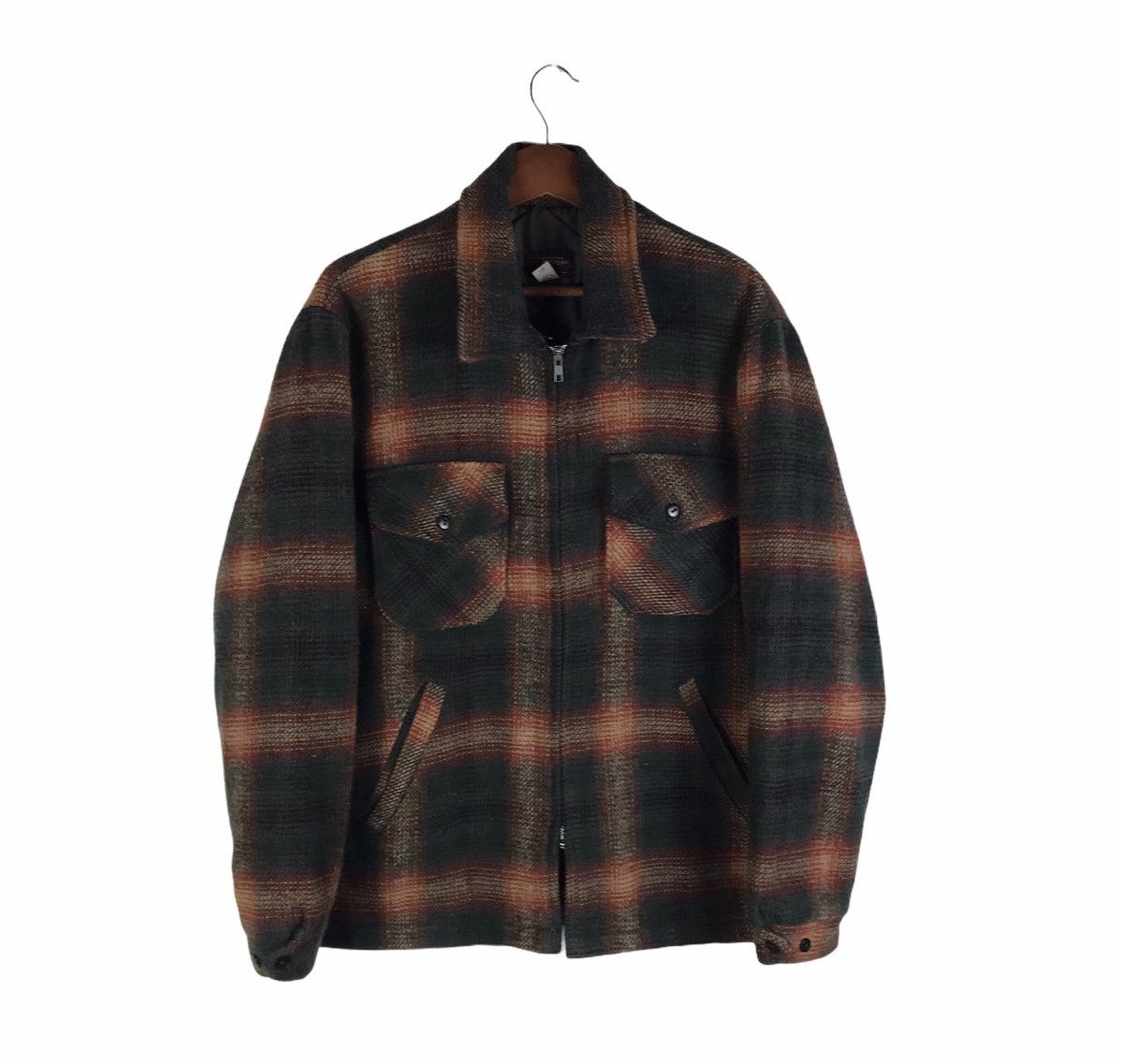 SHIPS Vtg Ships Outfitters Checkered Wool Flannel Jckt Size US L / EU 52-54 / 3 - 1 Thumbnail