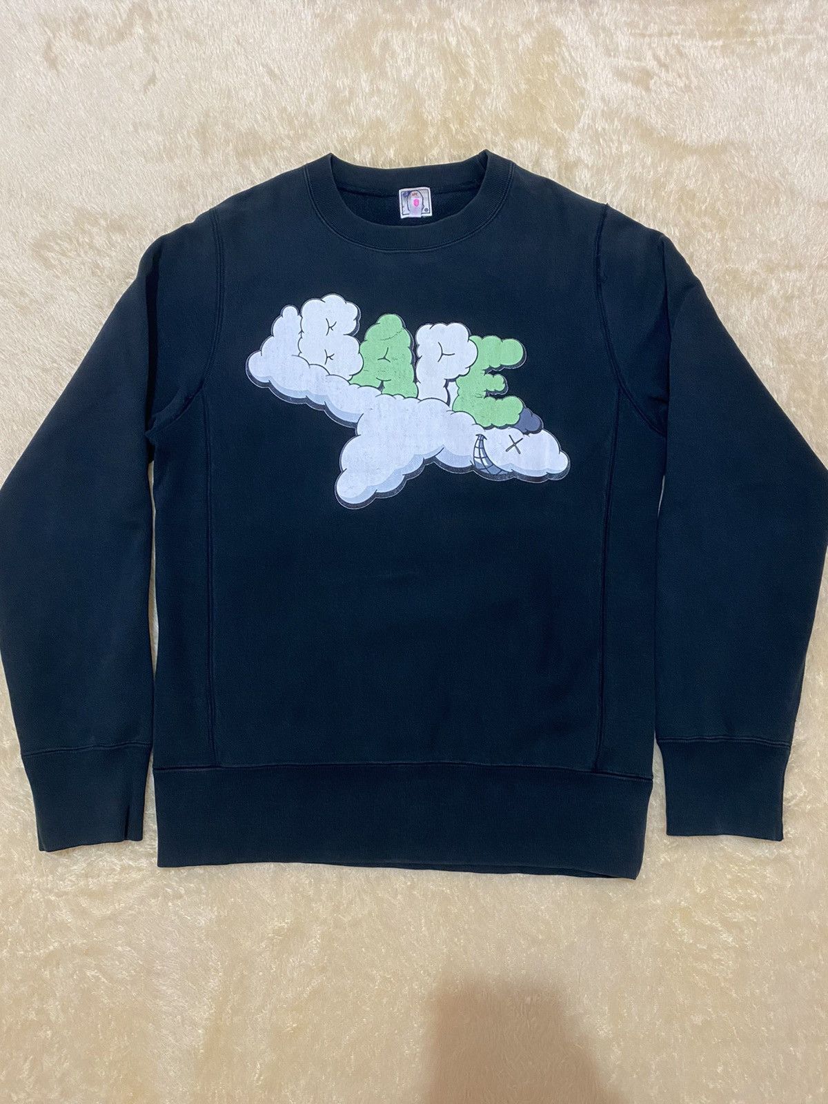 image of Bape x Kaws Cloud Crewneck in Black, Women's (Size Small)
